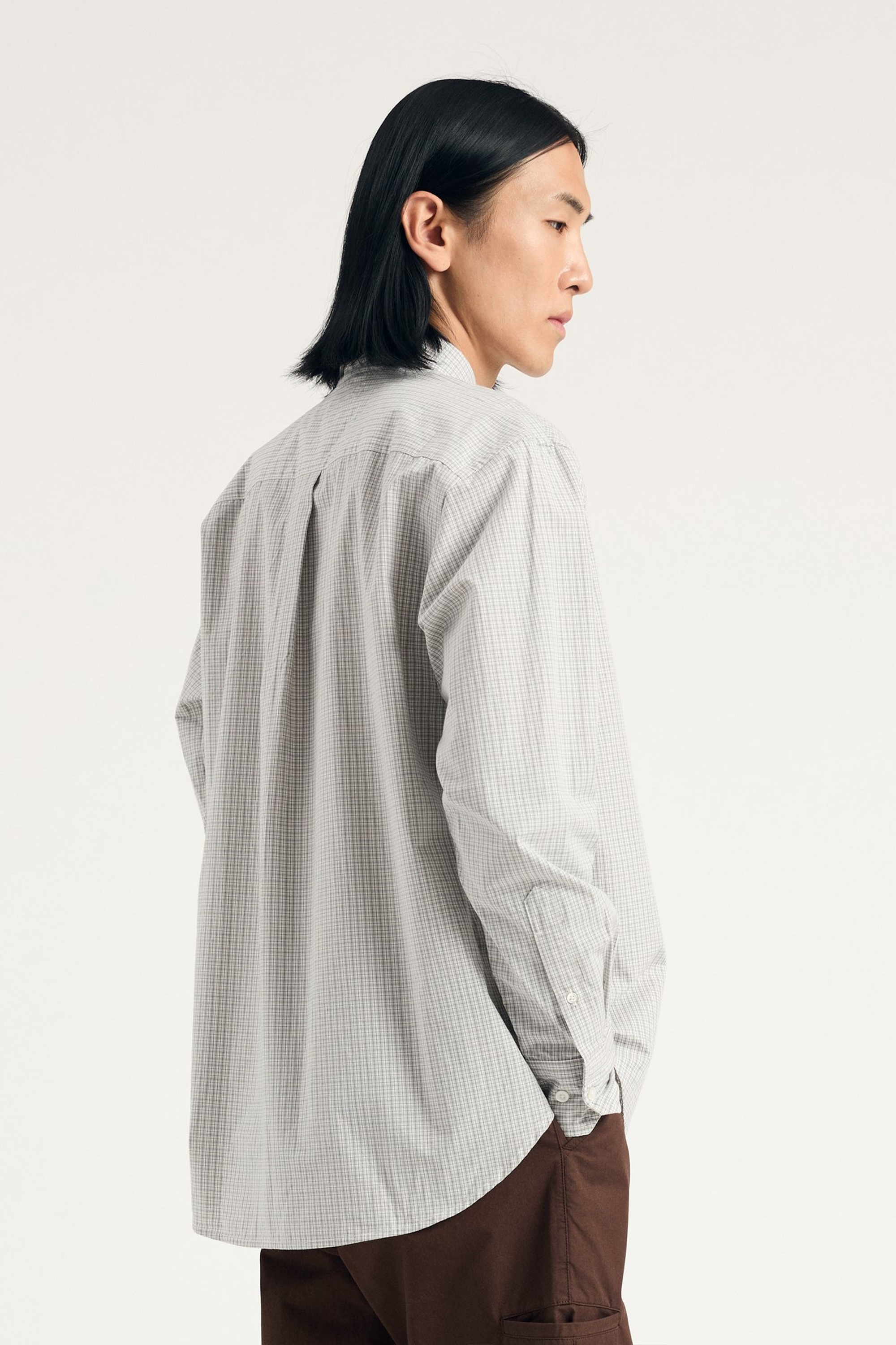 Ole Oversized Poplin Check Shirt Oatmeal