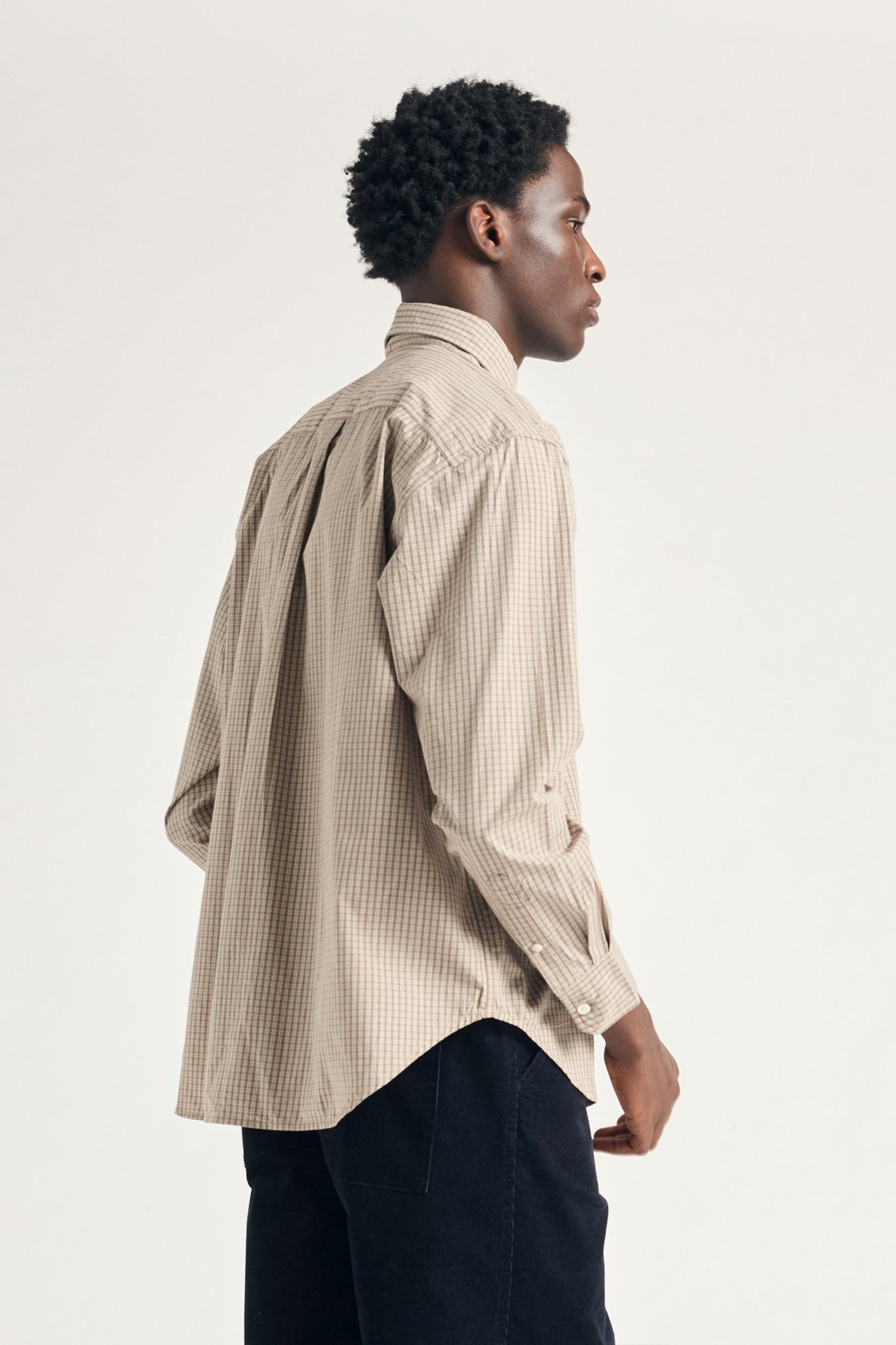Ole Oversized Poplin Check Shirt Walnut