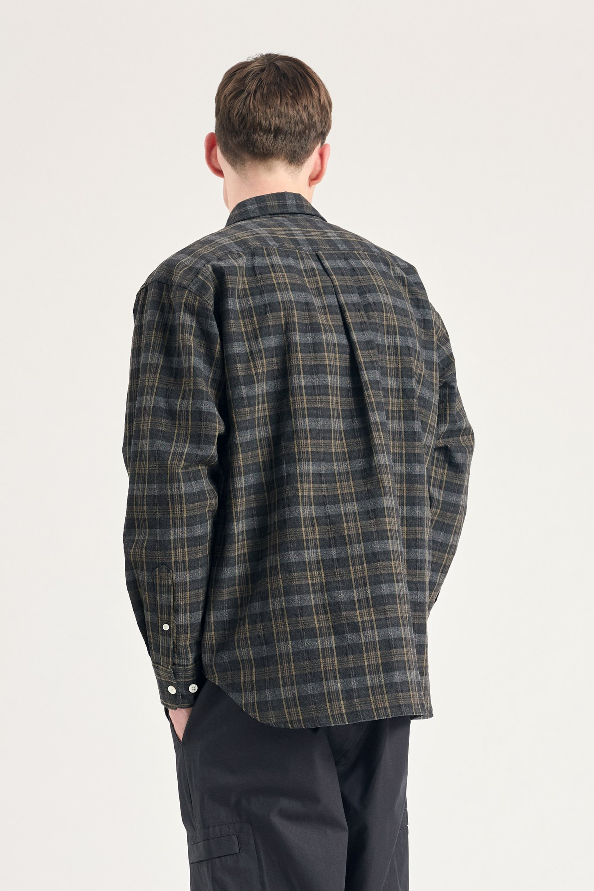 Ole Oversized Wool Check Shirt Charcoal Grey