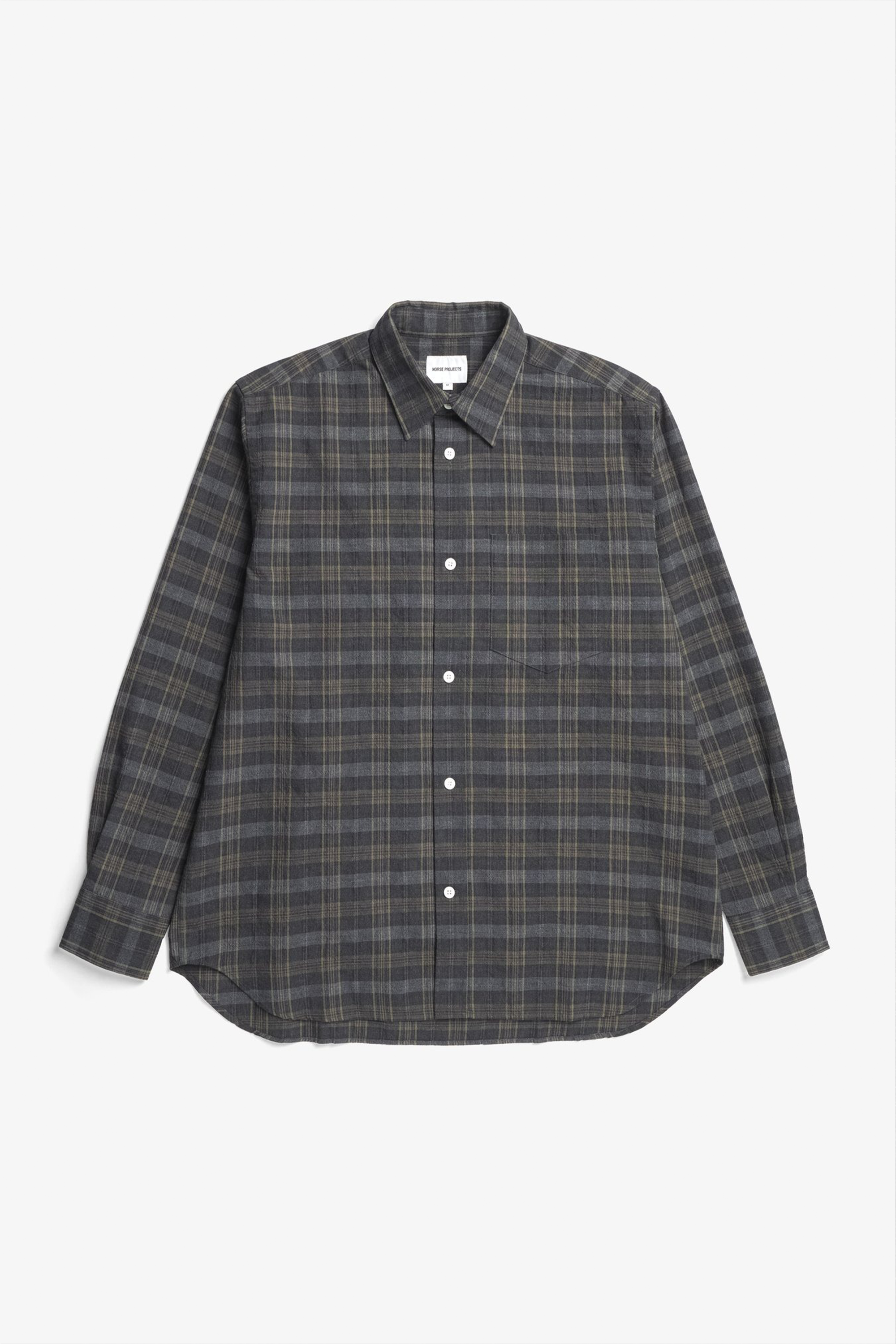 Ole Oversized Wool Check Shirt Charcoal Grey_4