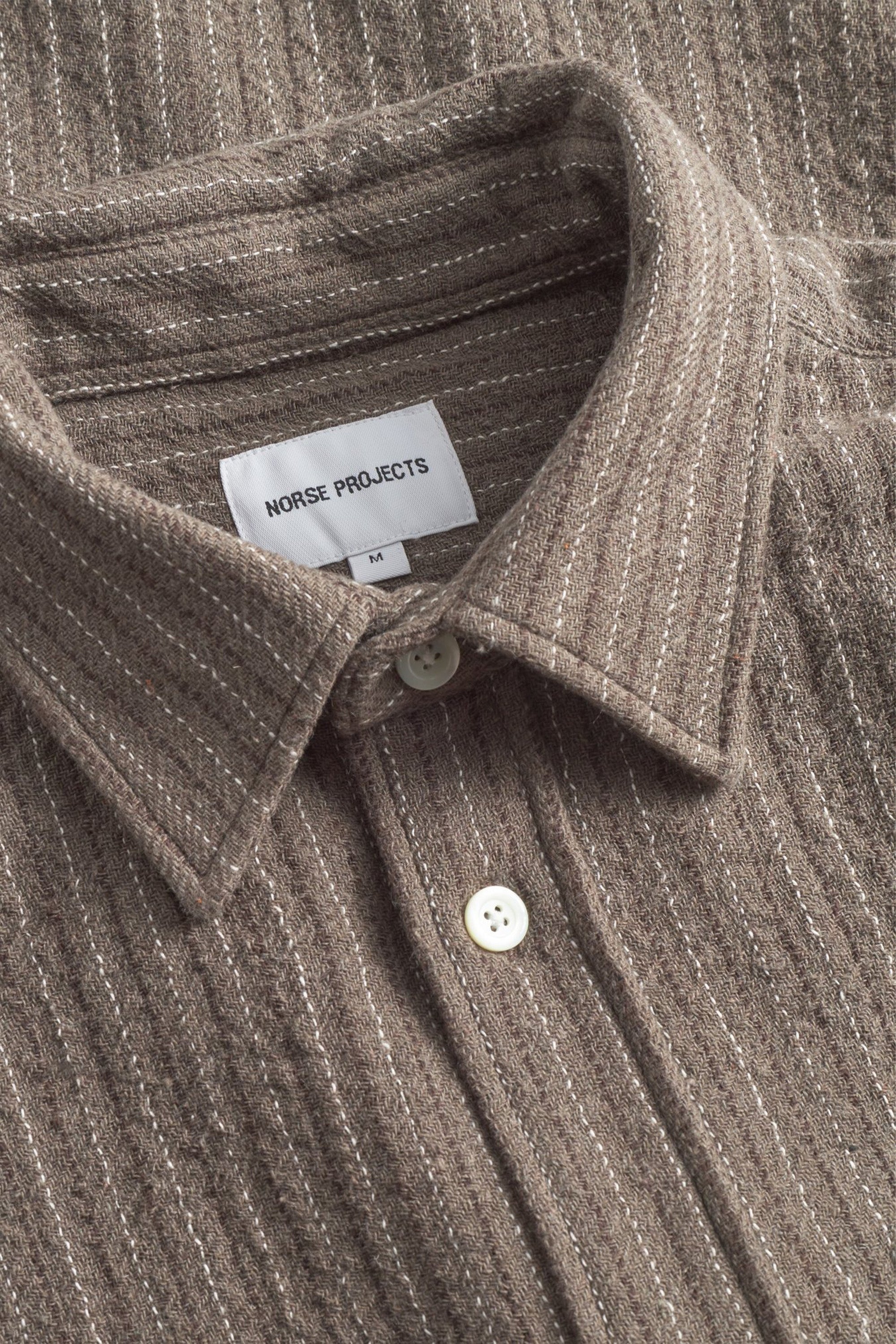 Ole Oversized Wool Stripe Shirt Seal Brown