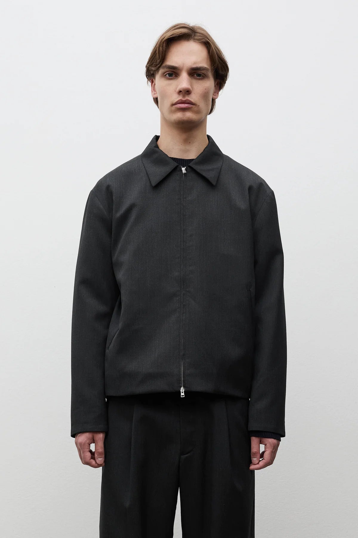 Raabjerg Easy Worsted Wool Jacket Charcoal Grey_1