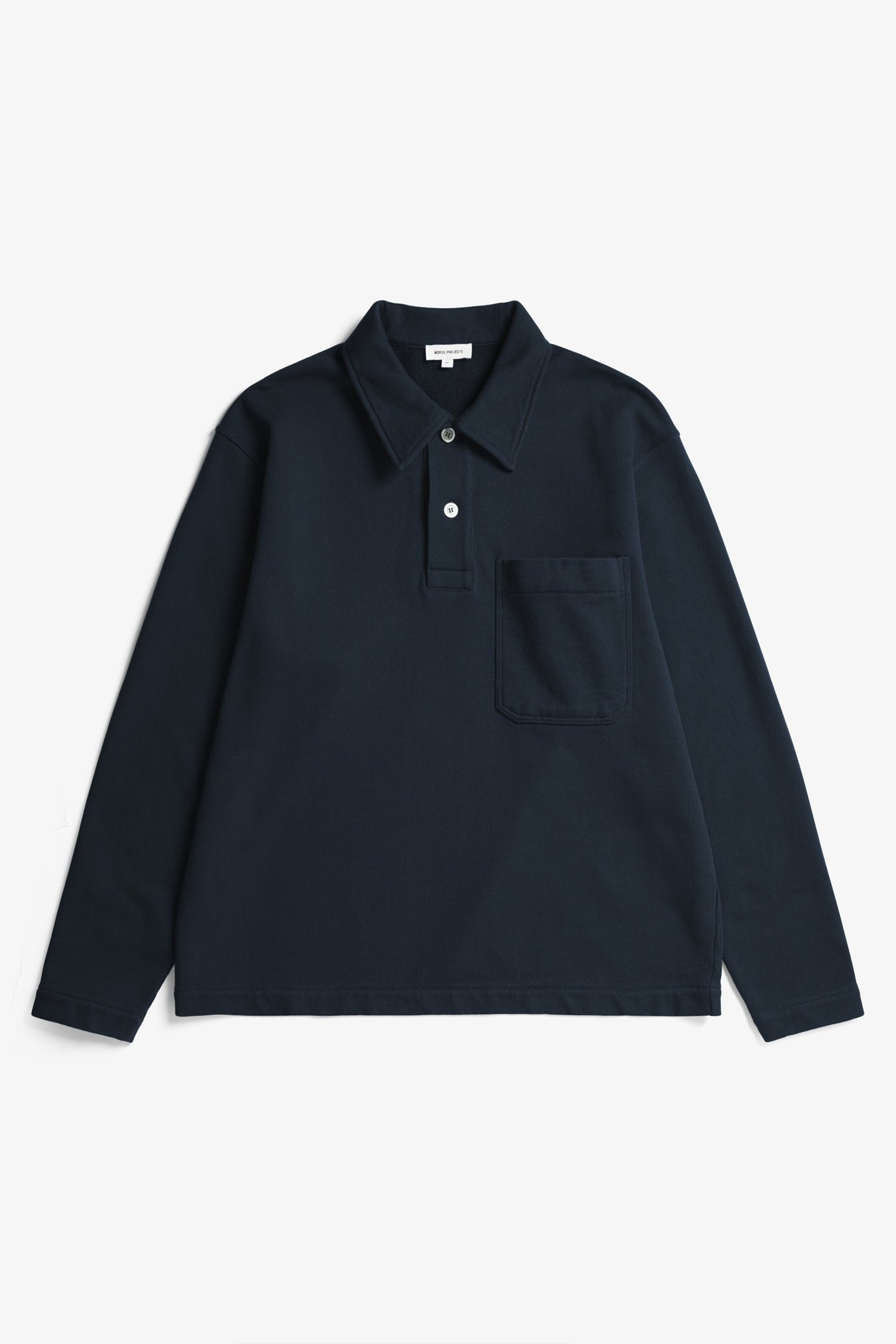 Fraser Relaxed Organic Loopback LS Polo Dark Navy