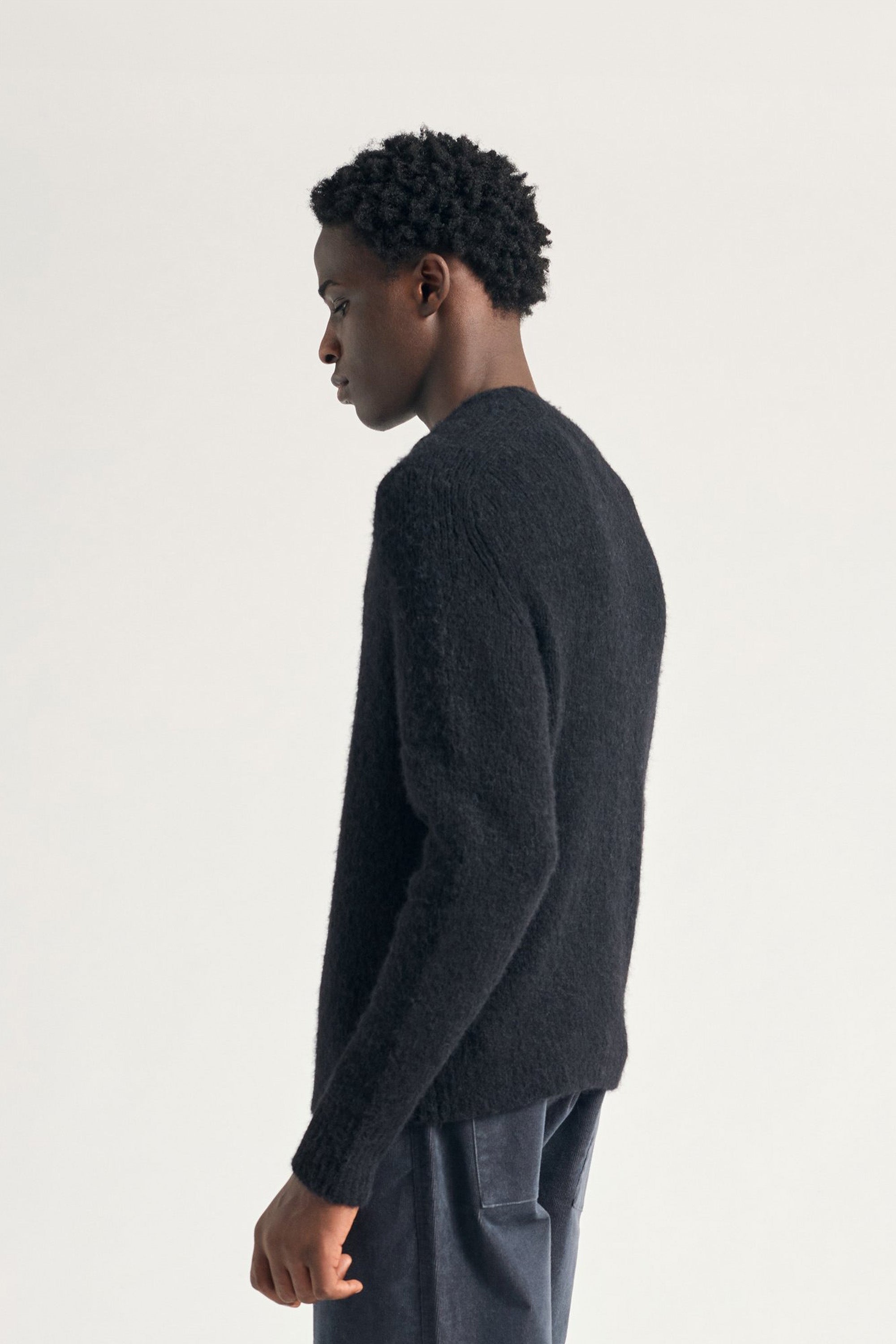 Rasmus Mock Neck Relaxed Brushed Sweater Black