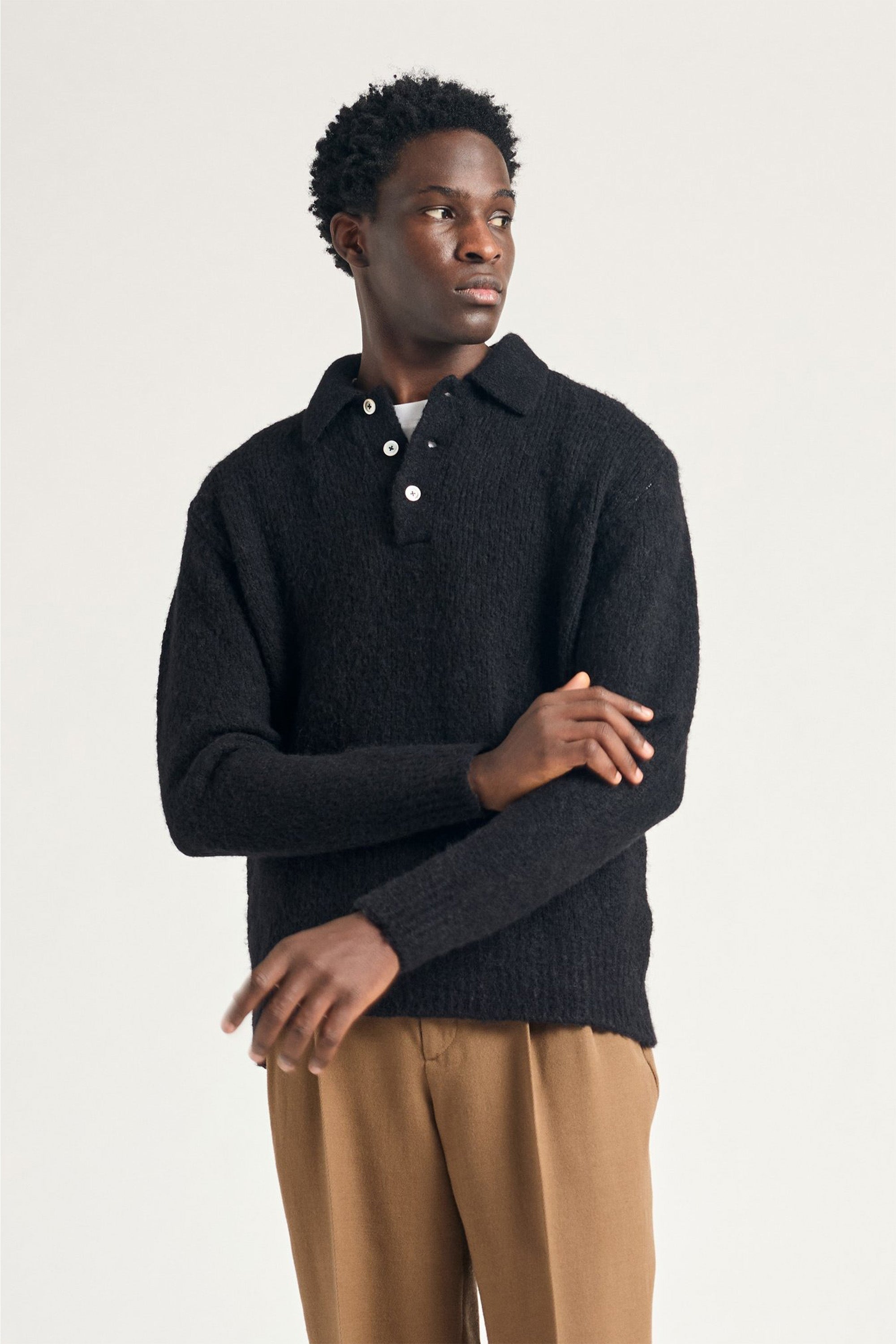 Rasmus Relaxed Brushed Polo Black