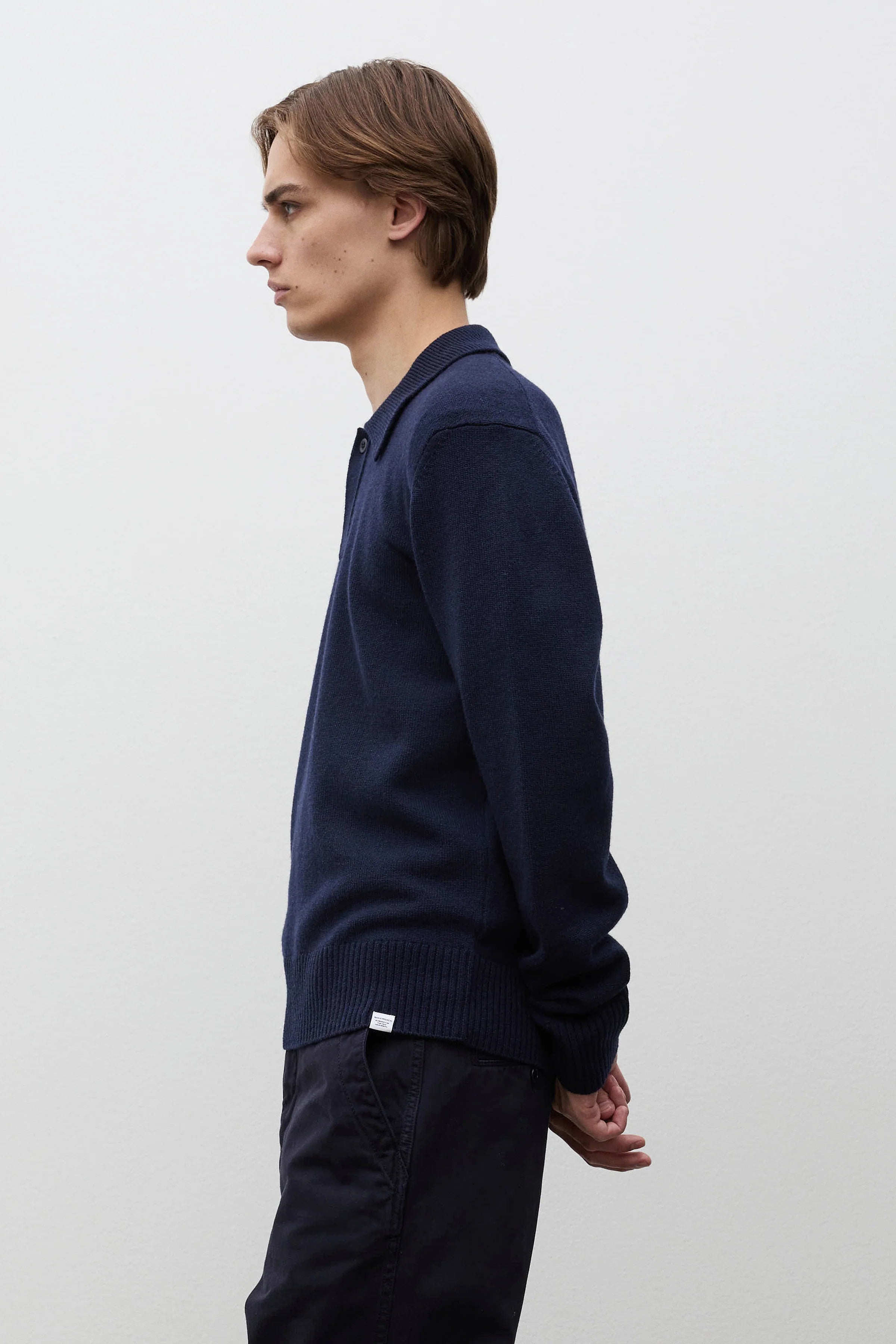 Ristinge Merino Lambswool Polo Dark Navy_2