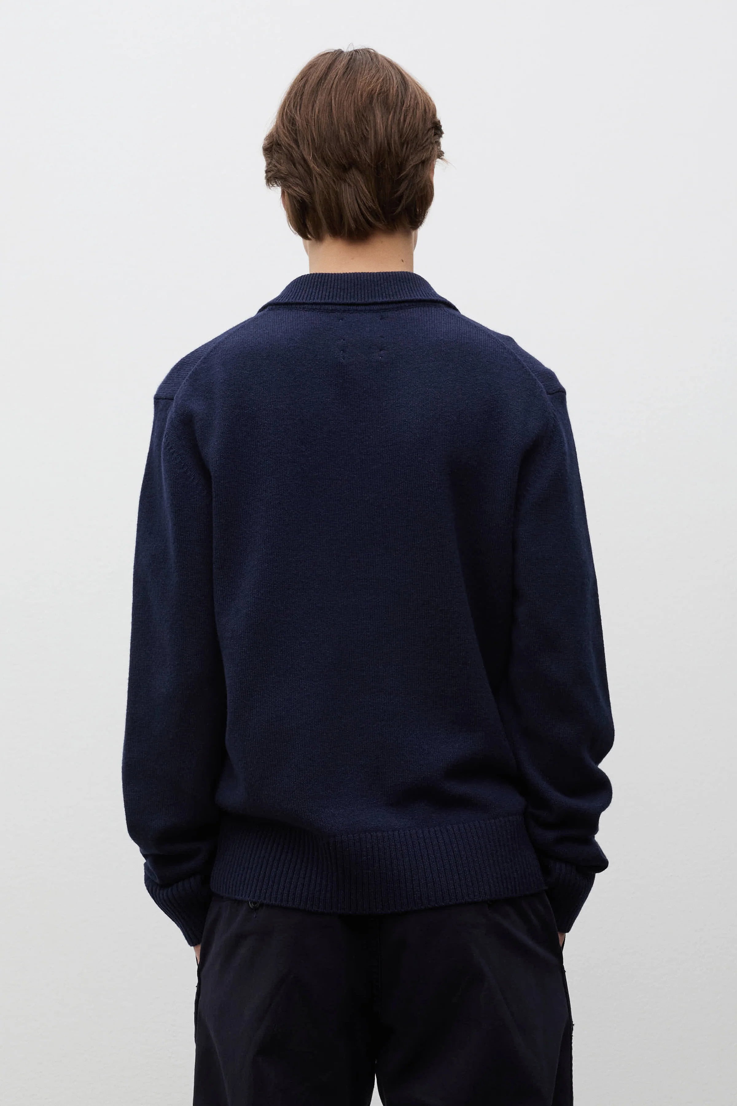 Ristinge Merino Lambswool Polo Dark Navy_3