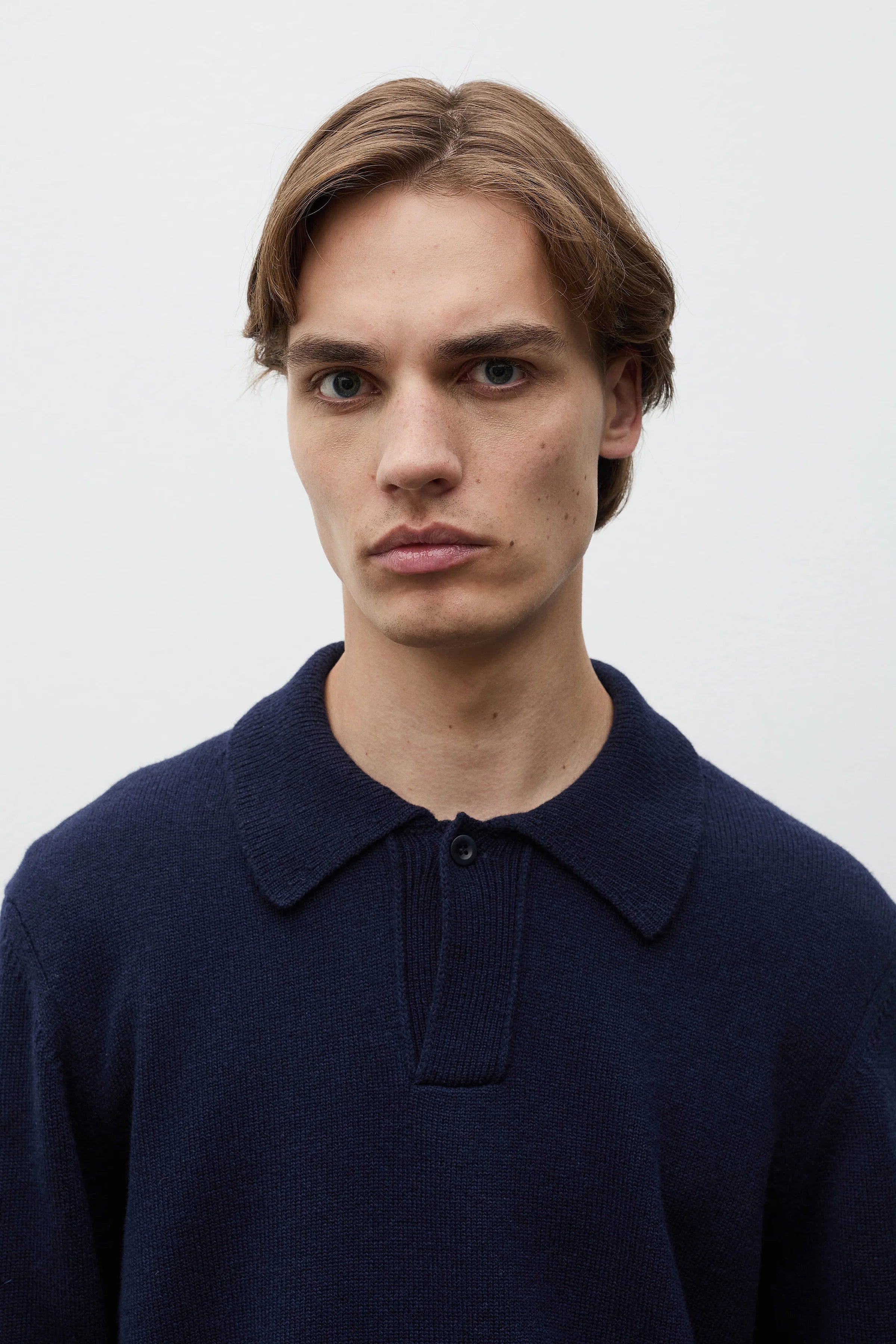 Ristinge Merino Lambswool Polo Dark Navy_4