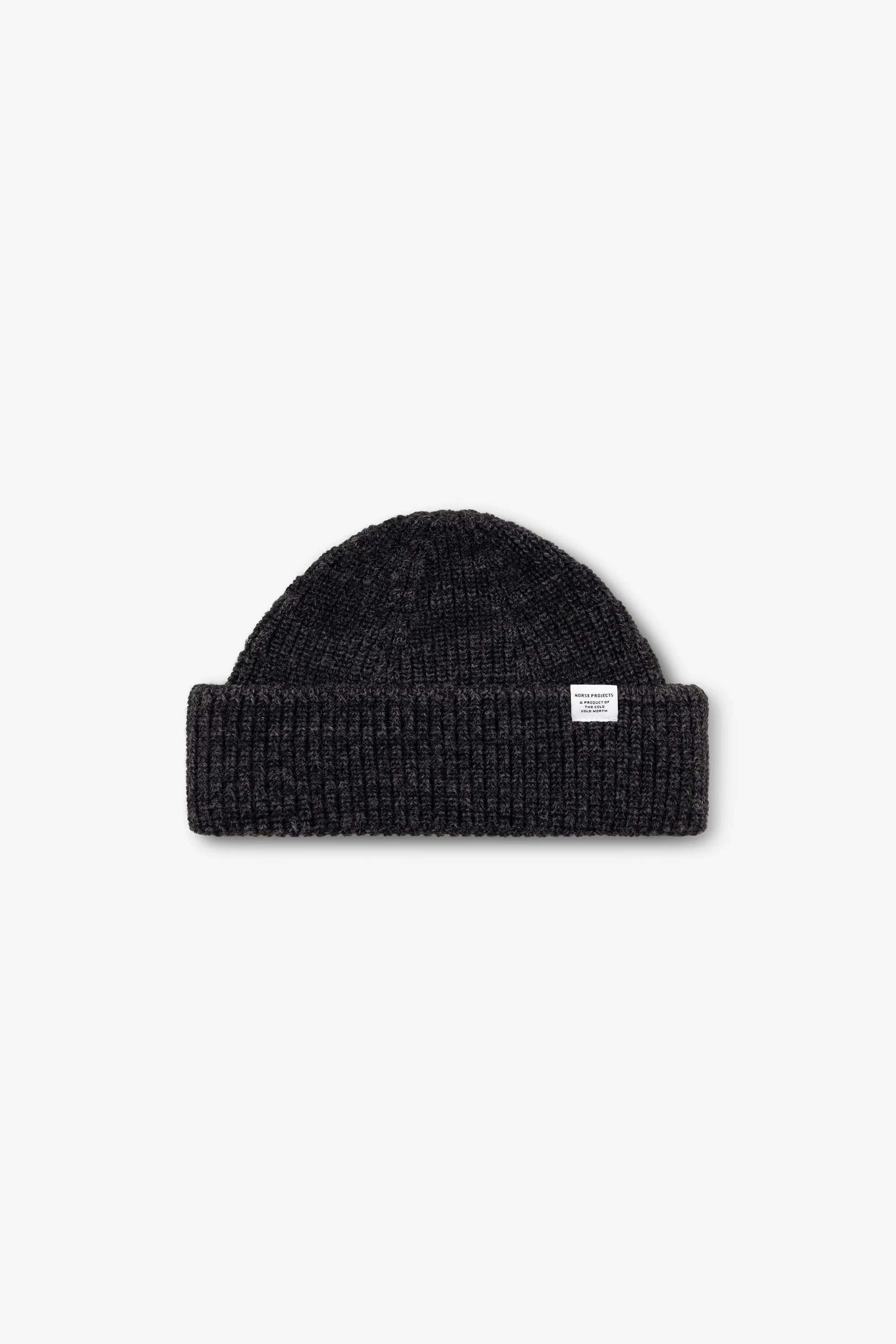 Shallow Cotton Wool Rib Beanie Dark Grey Melange_2