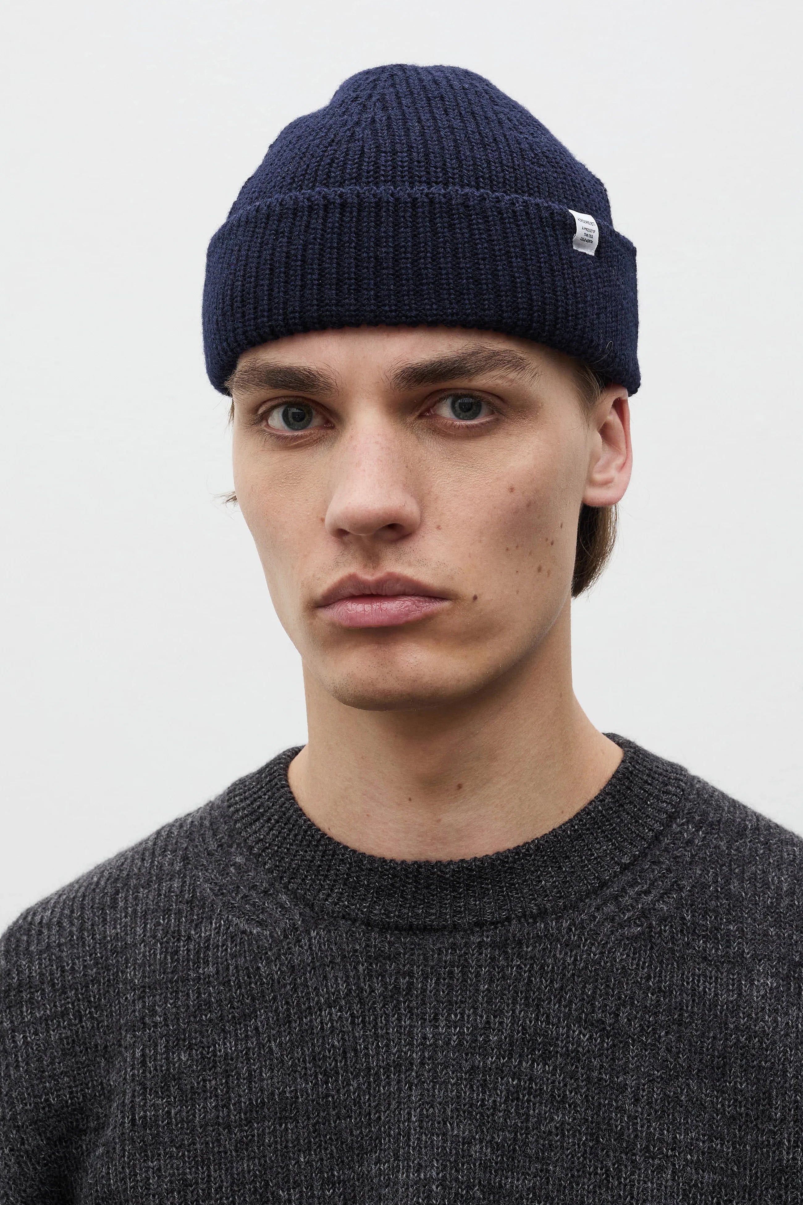 Shallow Cotton Wool Rib Beanie Dark Navy_1