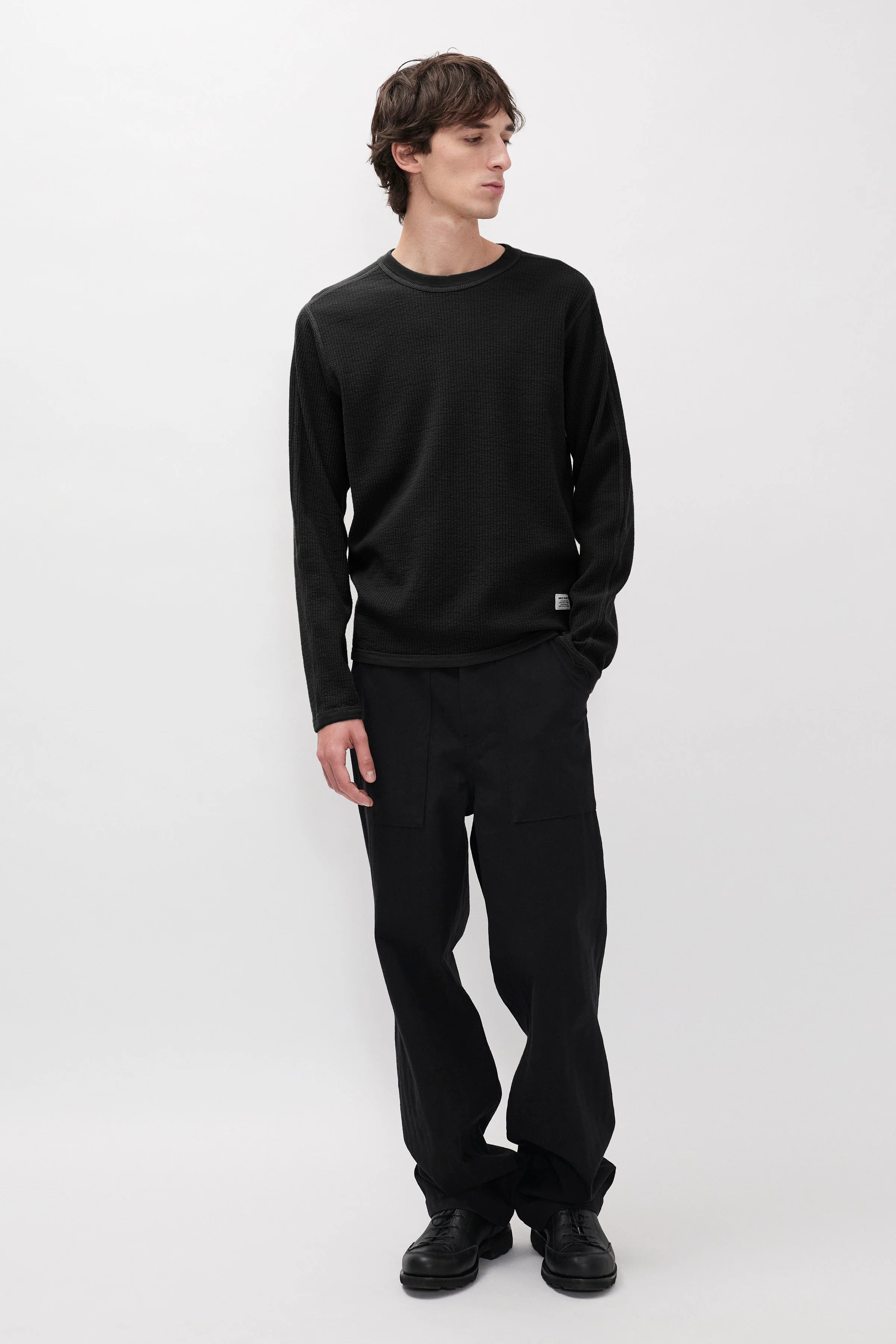 Stevns Cotton Hemp Military Rib LS T-Shirt Black