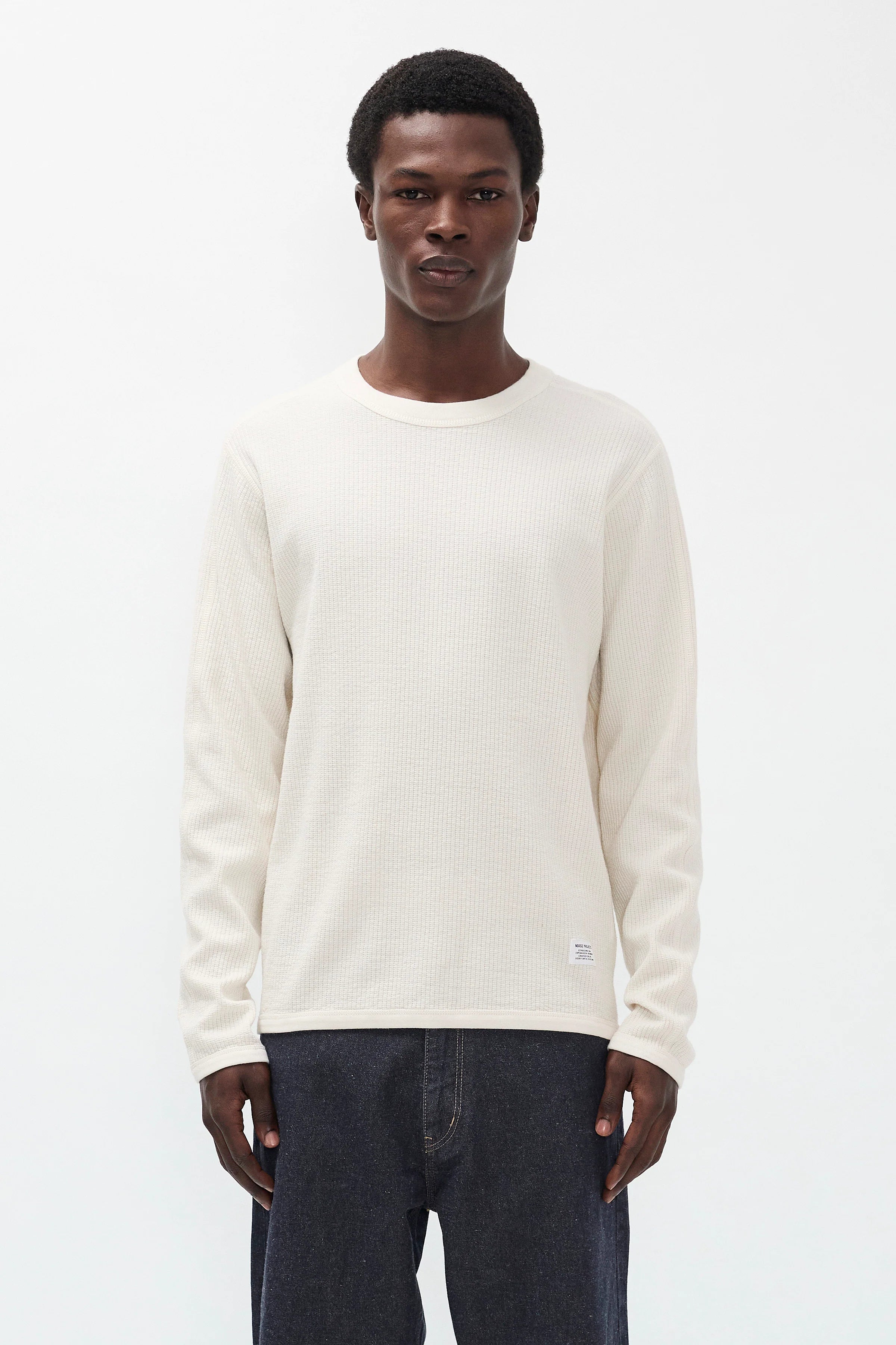 Stevns Cotton Hemp Military Rib LS T-Shirt Ecru