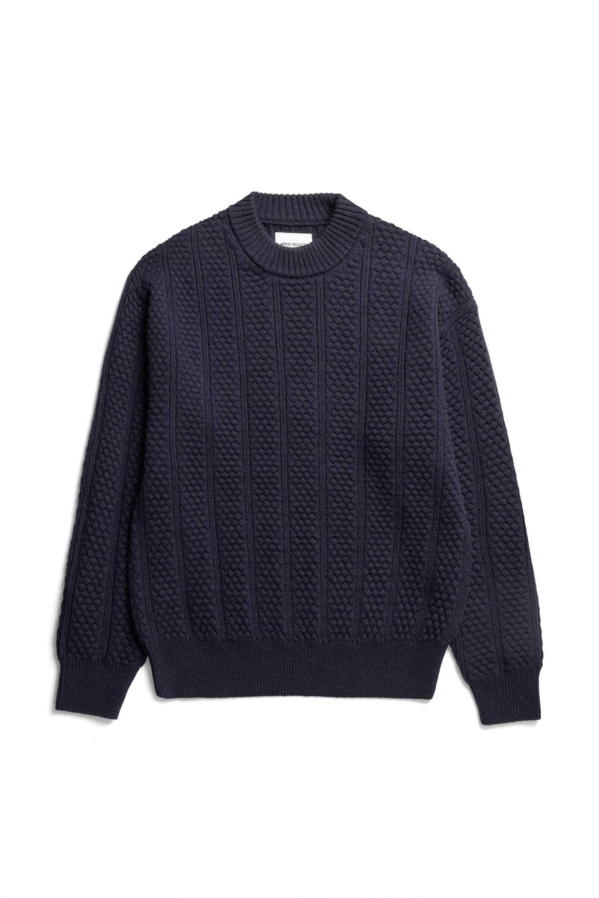 Storm Bubble Rib Knit Crewneck Dark Navy