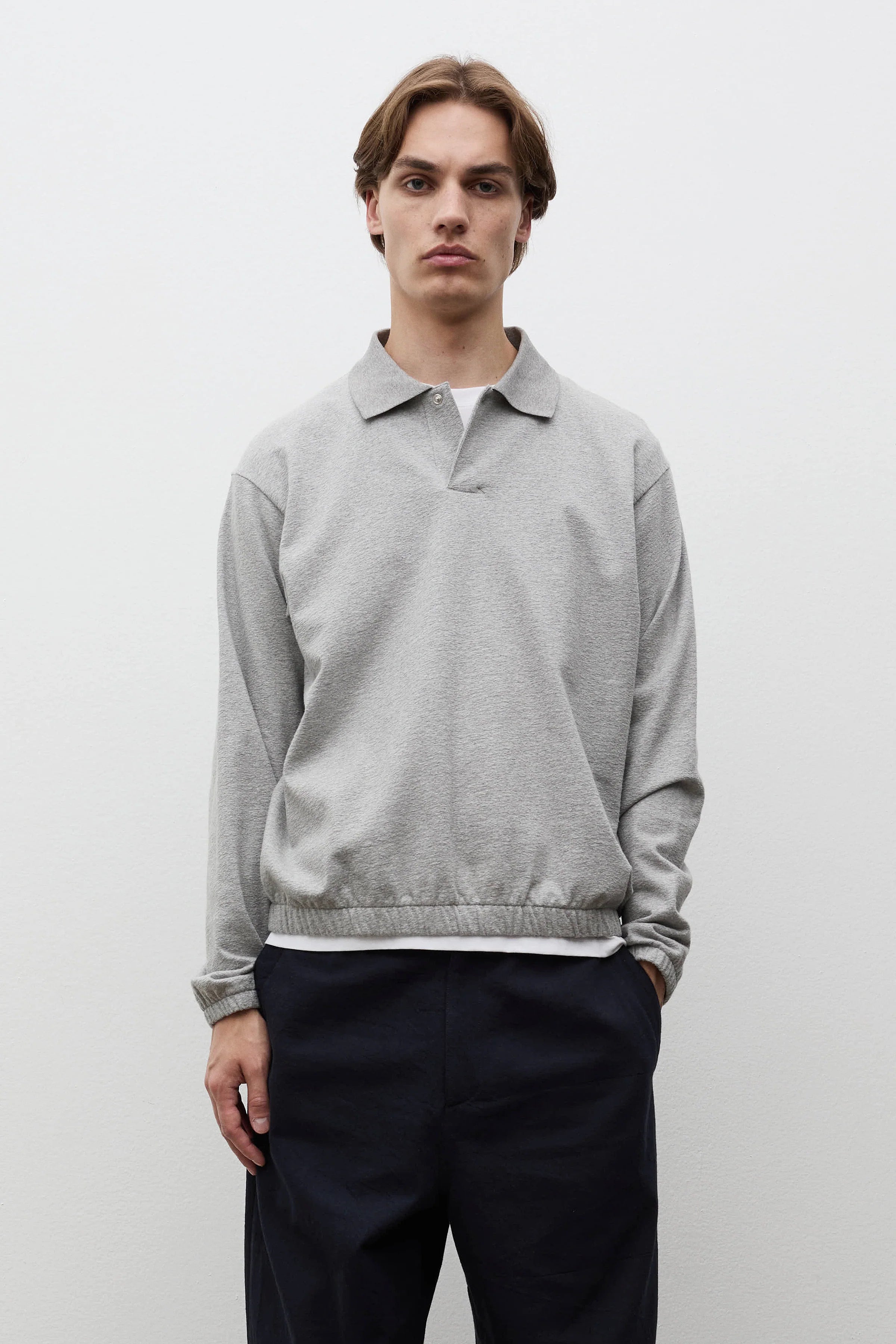 Sylane Relaxed Light Pile Jersey Polo Grey Melange