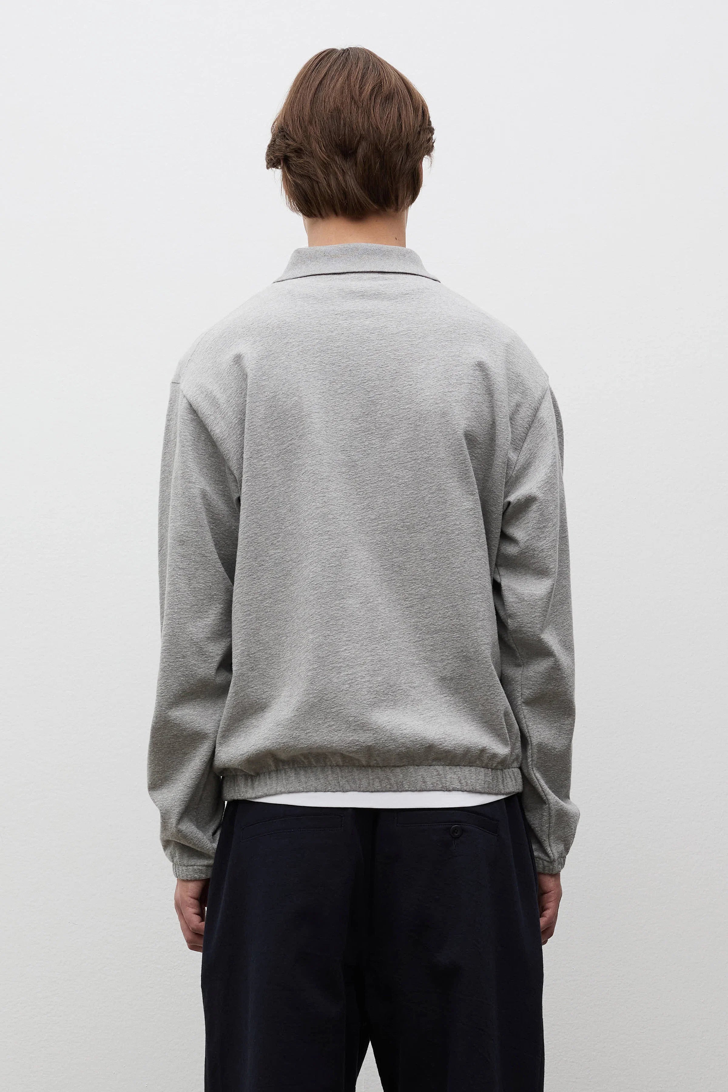 Sylane Relaxed Light Pile Jersey Polo Grey Melange_2