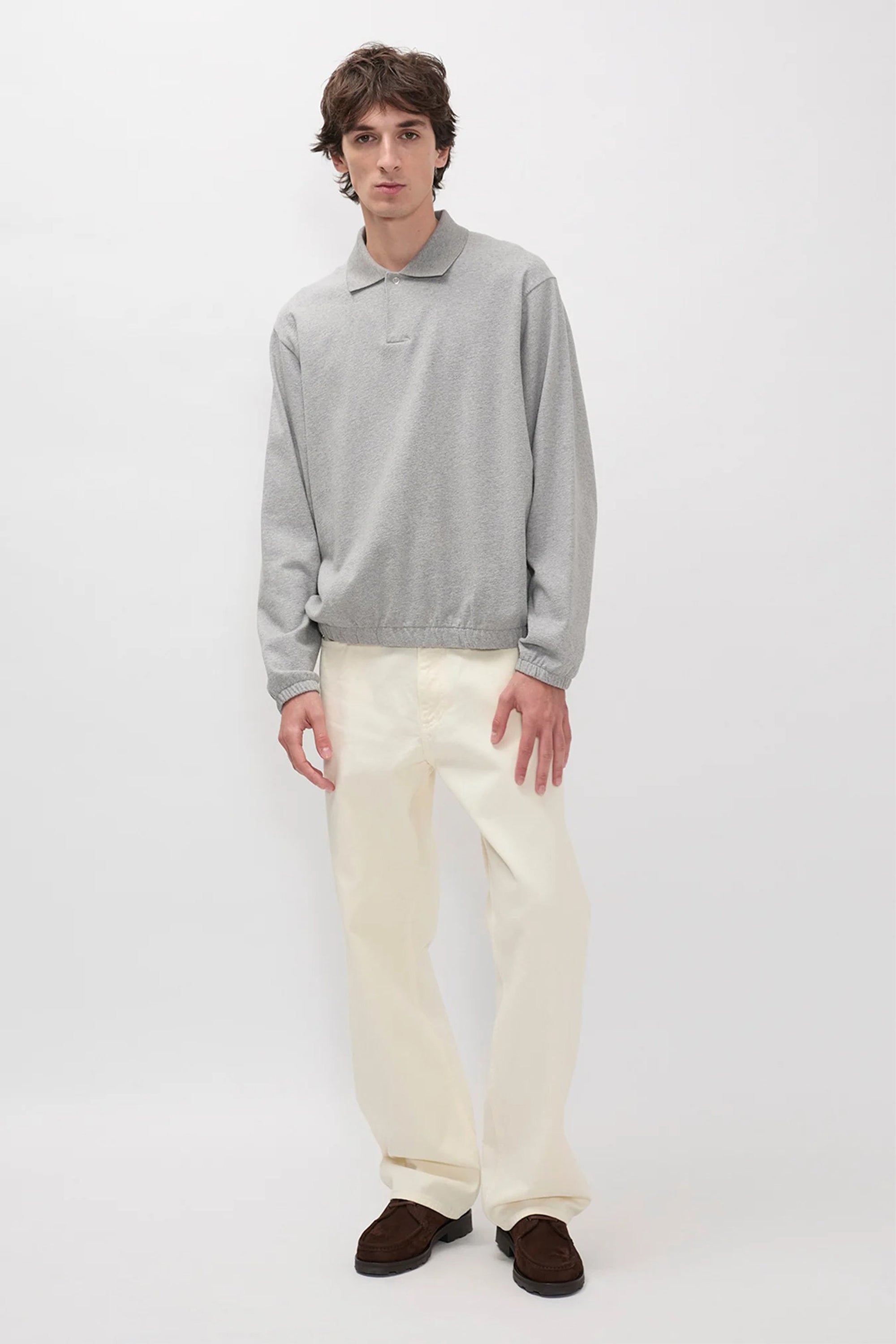 Sylane Relaxed Light Pile Jersey Polo Grey Melange