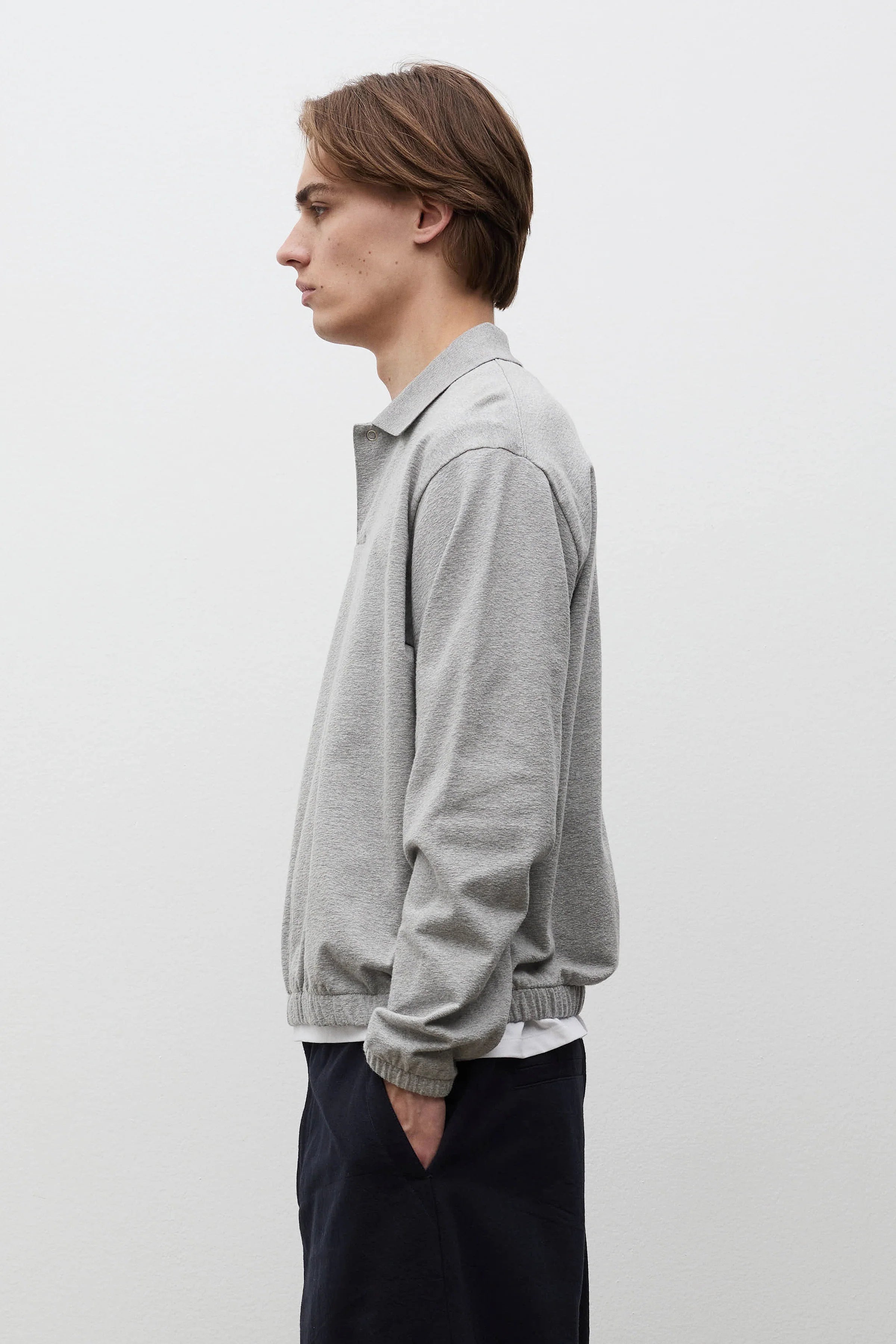 Sylane Relaxed Light Pile Jersey Polo Grey Melange_3