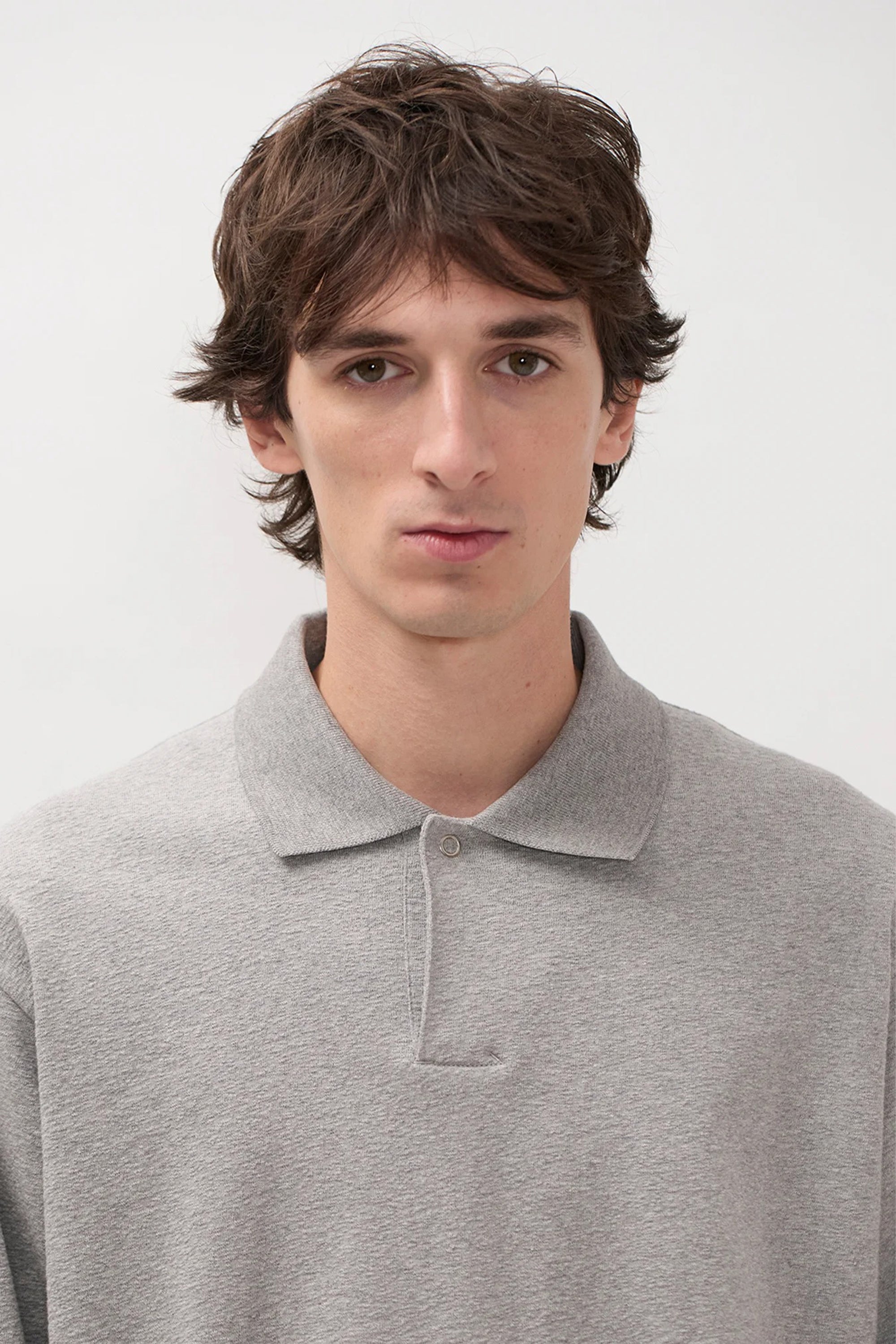 Sylane Relaxed Light Pile Jersey Polo Grey Melange