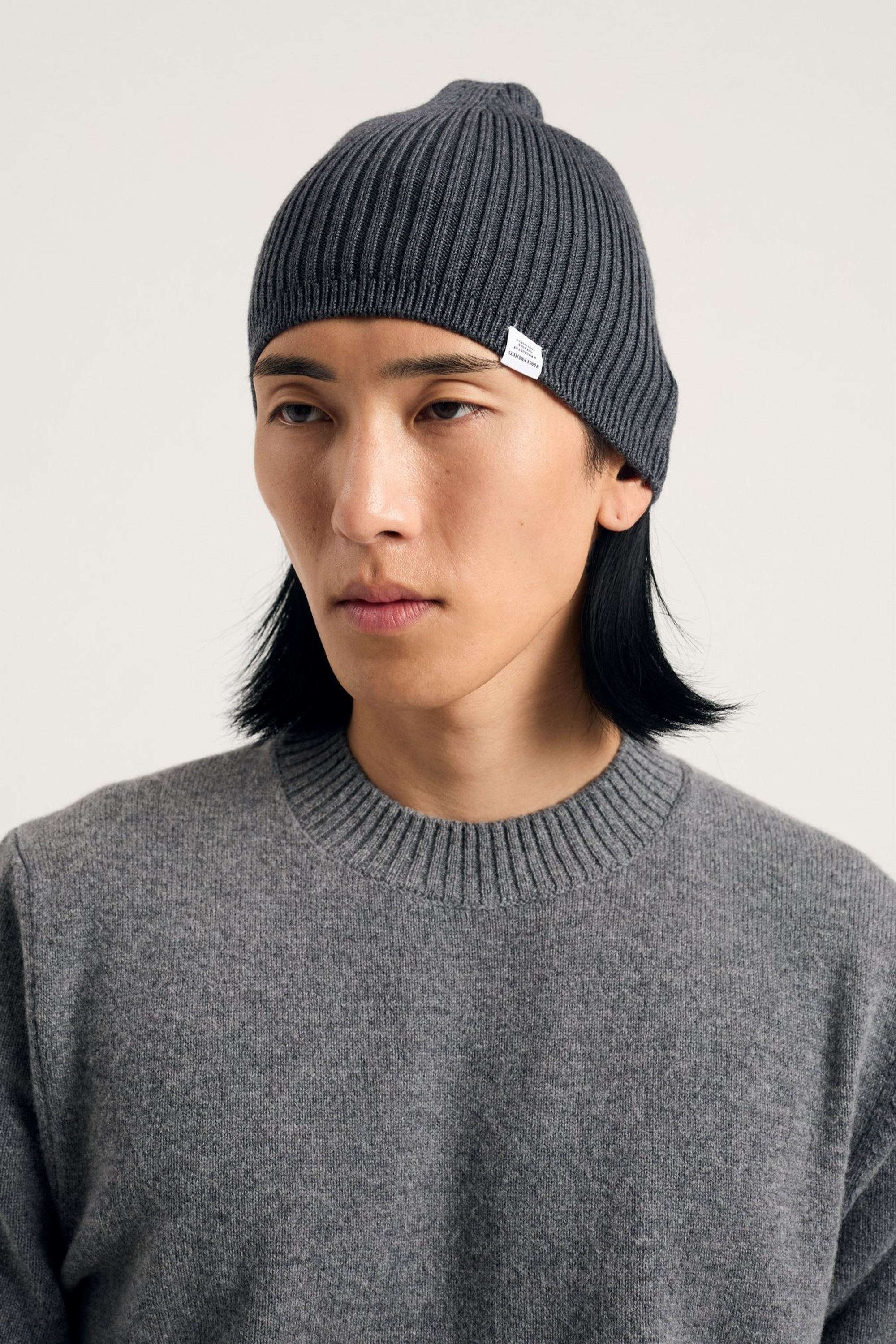 Tech Merino Ribbed Beanie Charcoal Melange