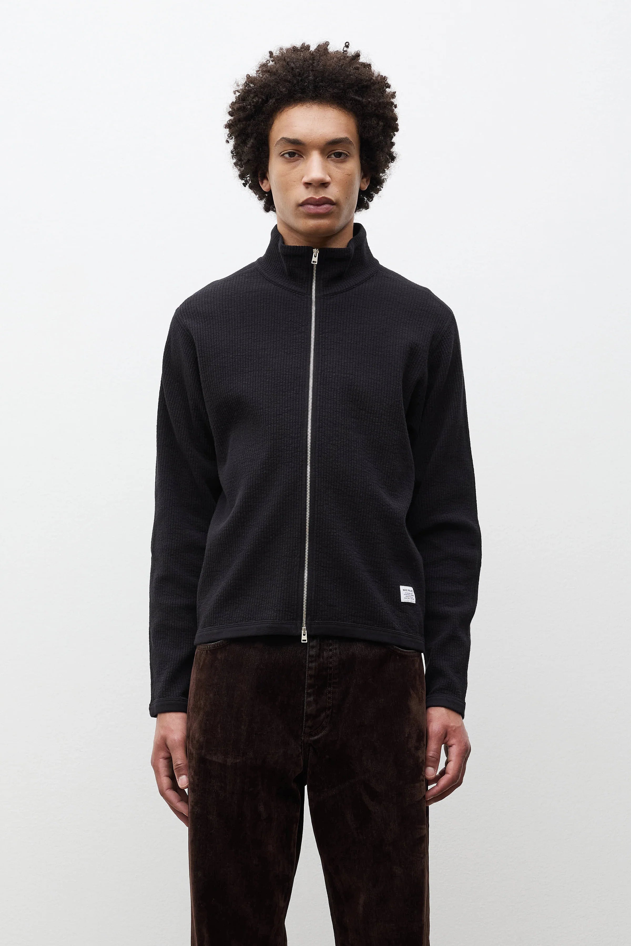 Teno Cotton Hemp Military Rib Zip Cardigan Black