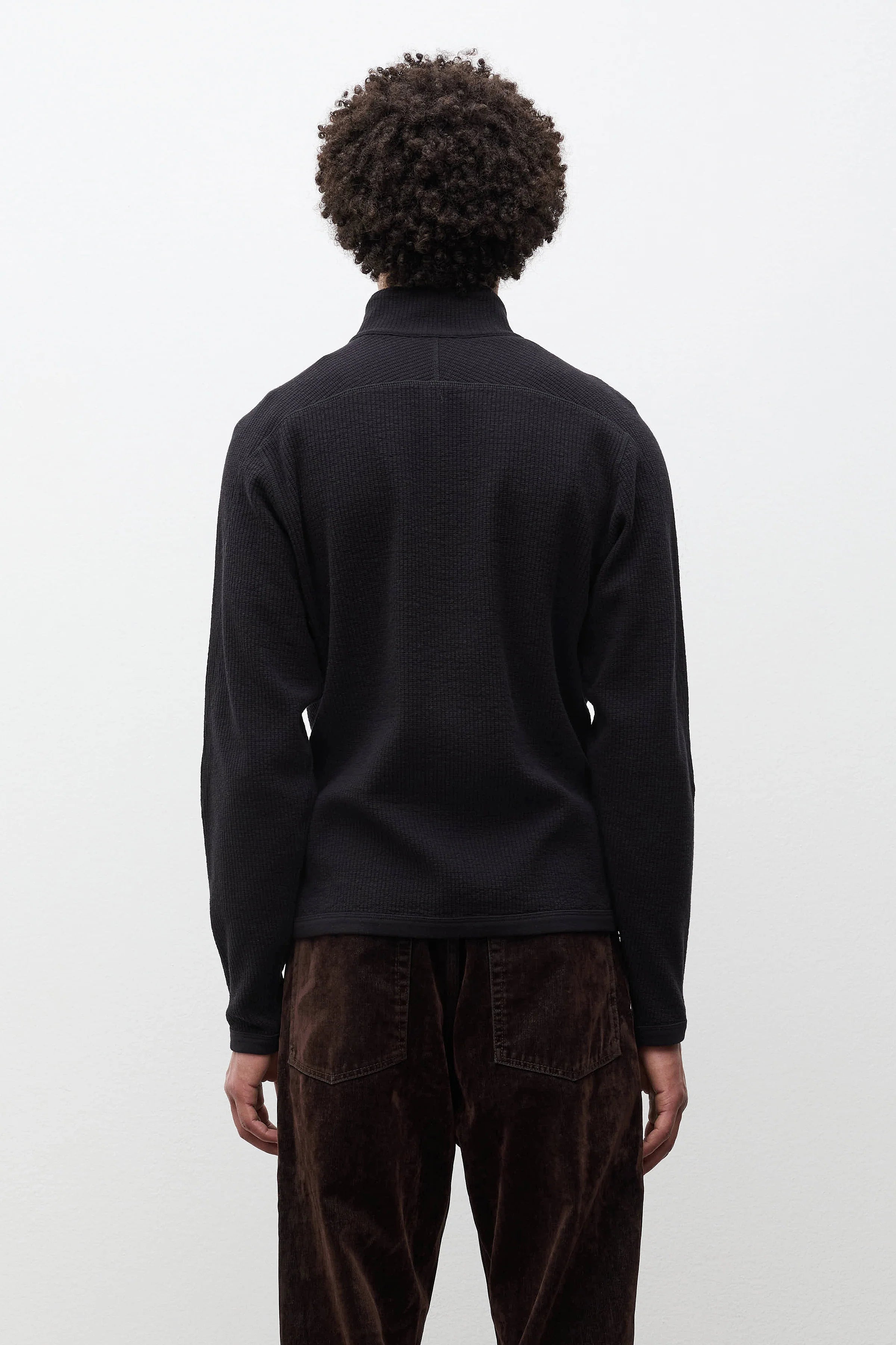 Teno Cotton Hemp Military Rib Zip Cardigan Black_3