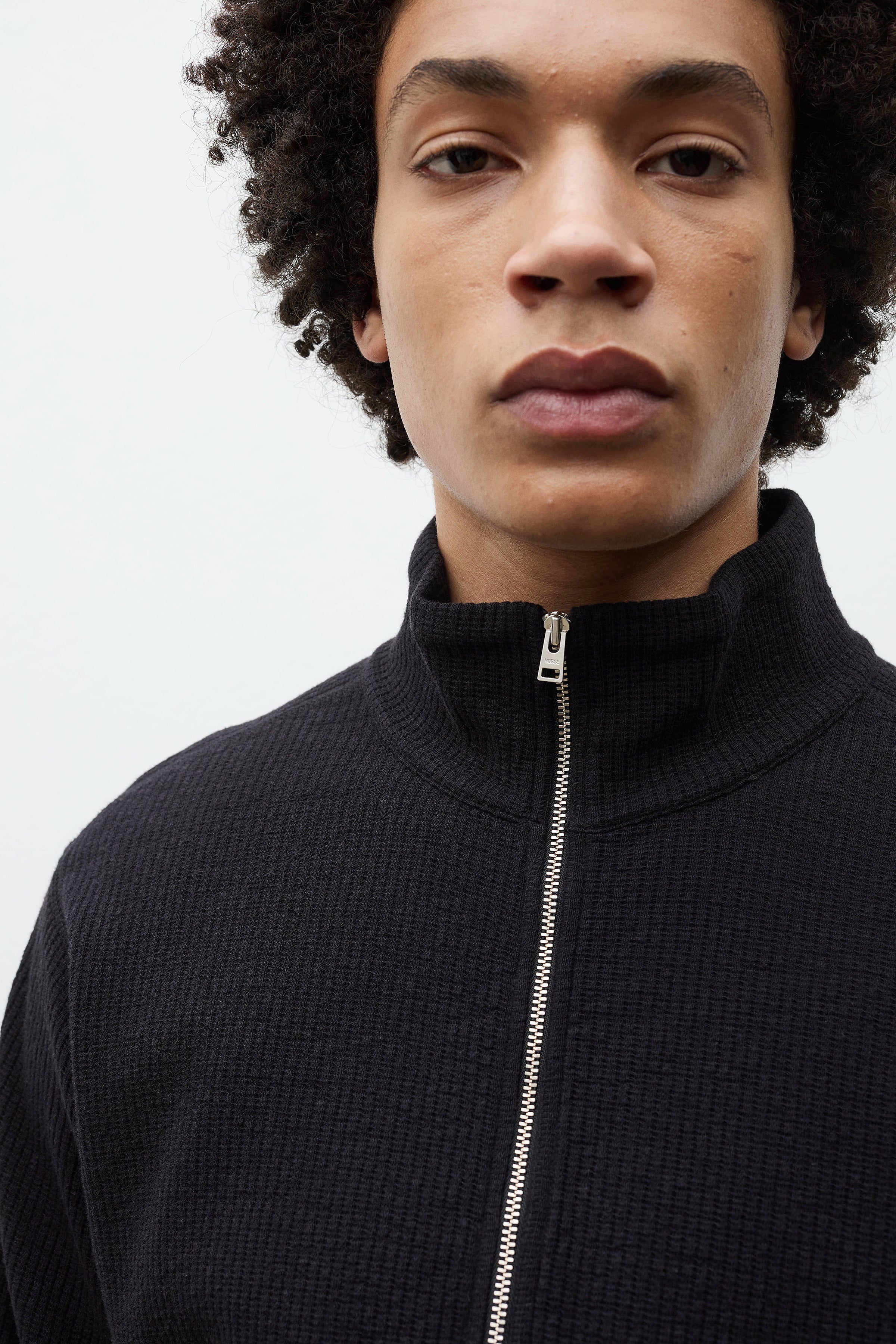 Teno Cotton Hemp Military Rib Zip Cardigan Black_4