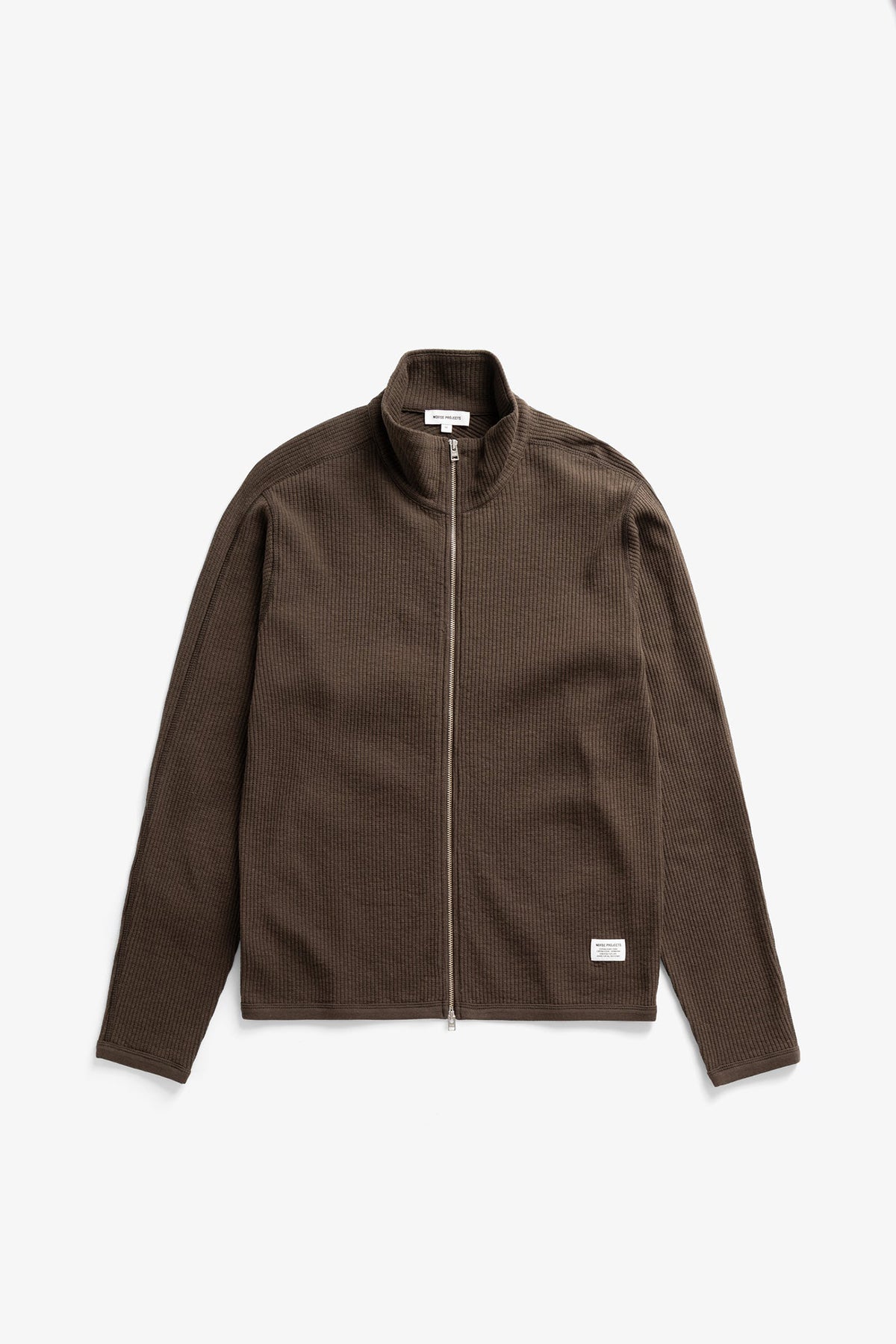 Teno Cotton Hemp Military Rib Zip Cardigan Delicioso Brown