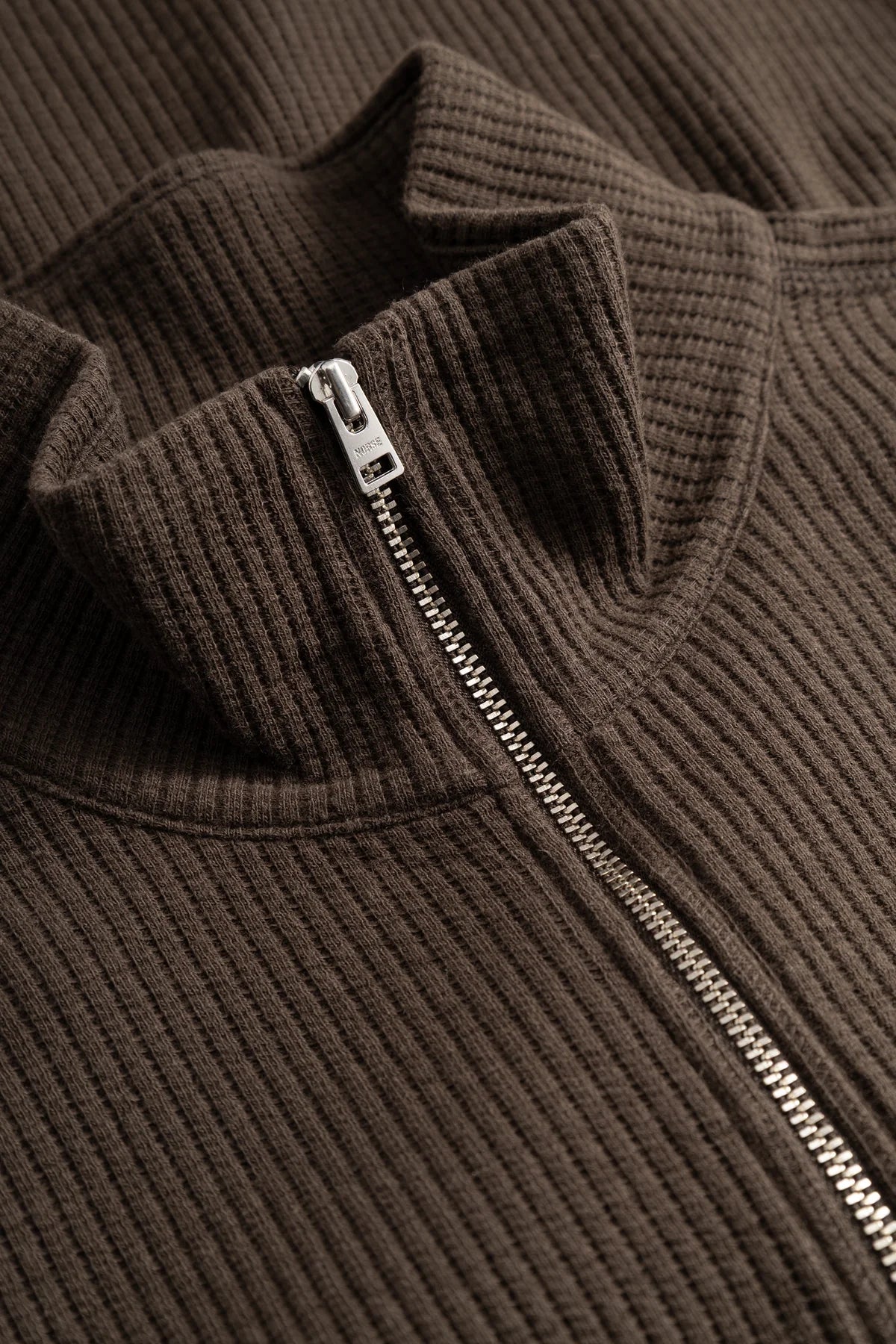 Teno Cotton Hemp Military Rib Zip Cardigan Delicioso Brown