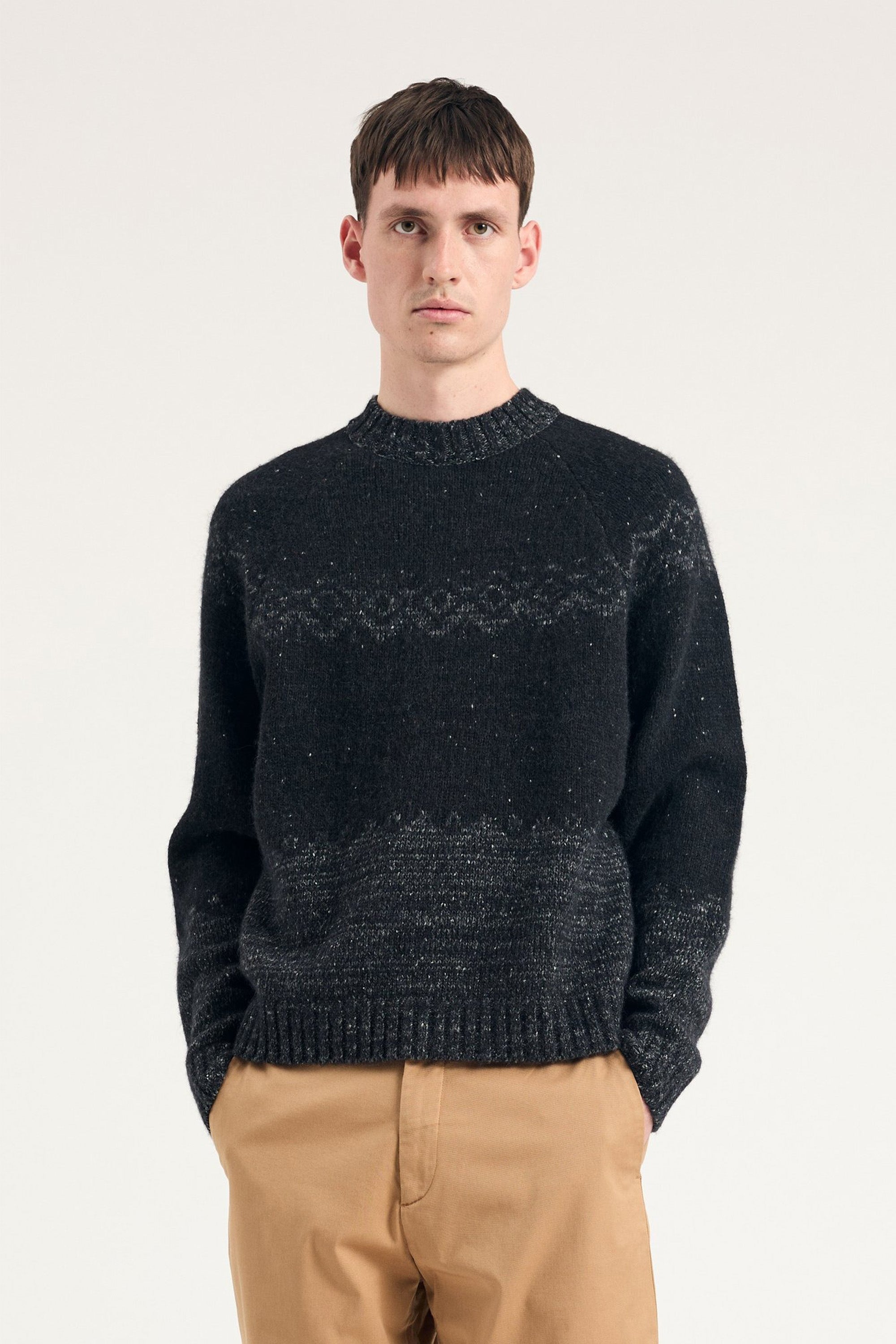 Ulf Fairisle Sweater Dark Grey Melange