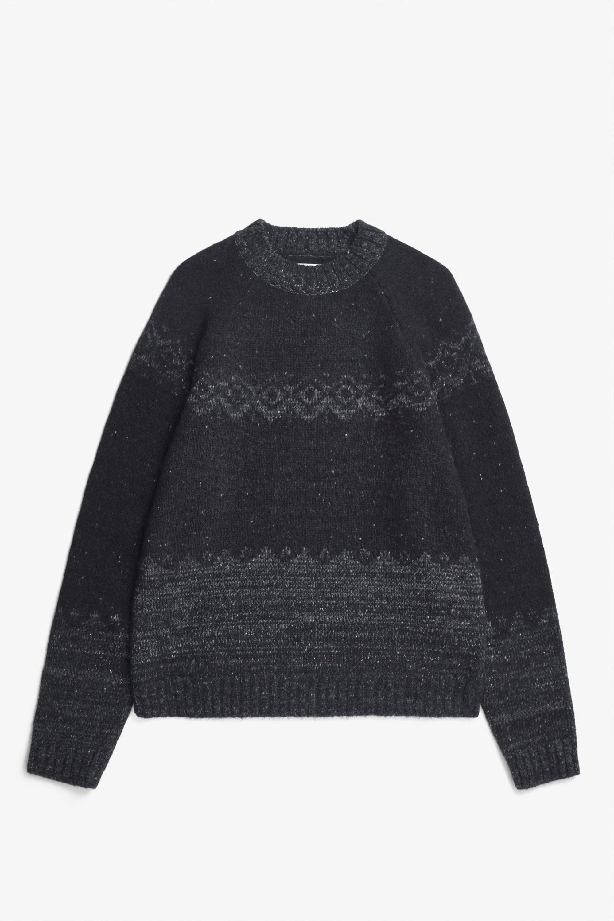Ulf Fairisle Sweater Dark Grey Melange_4