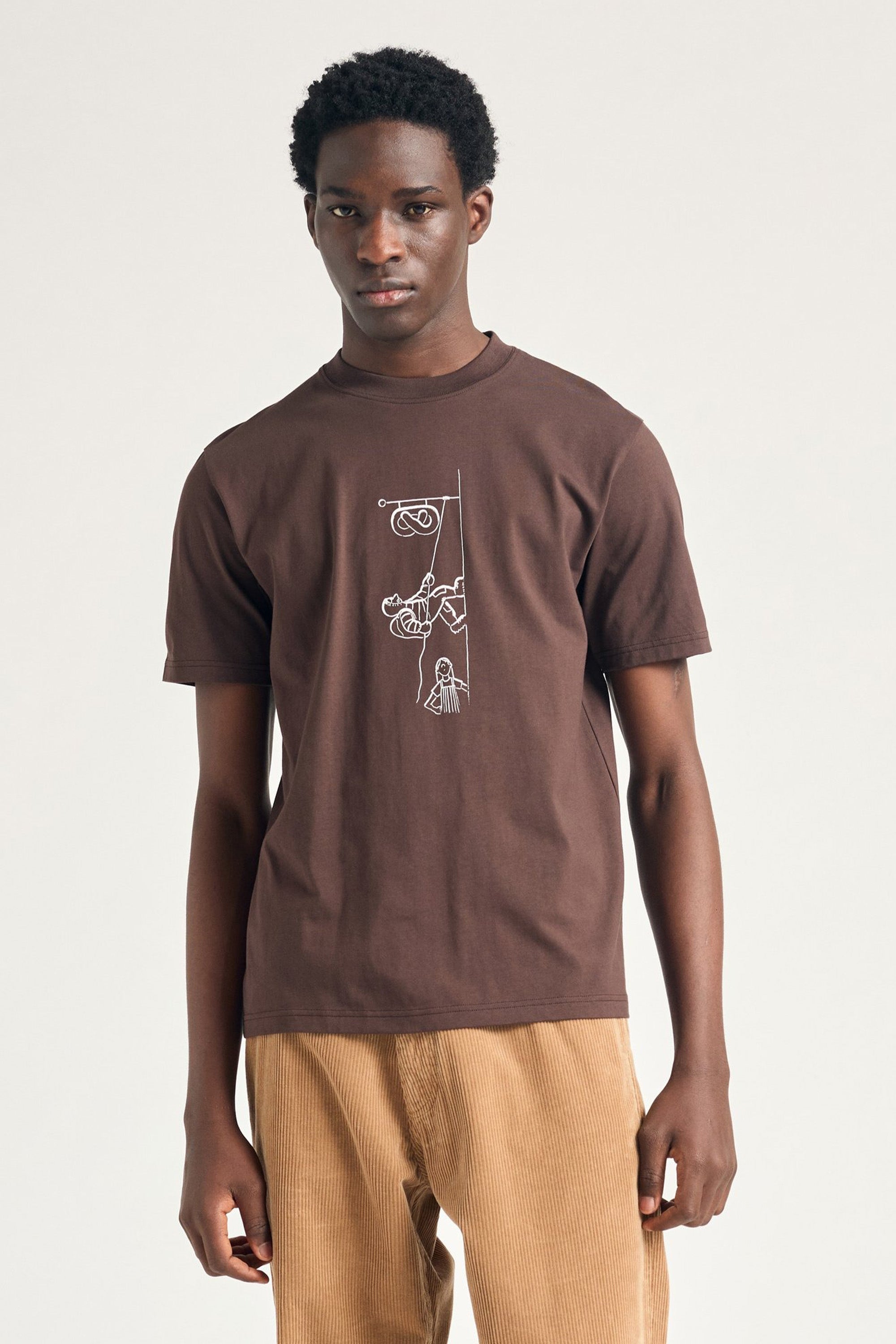 Norse x Daniel Frost Baker Ascent Print T-Shirt Seal Brown_1