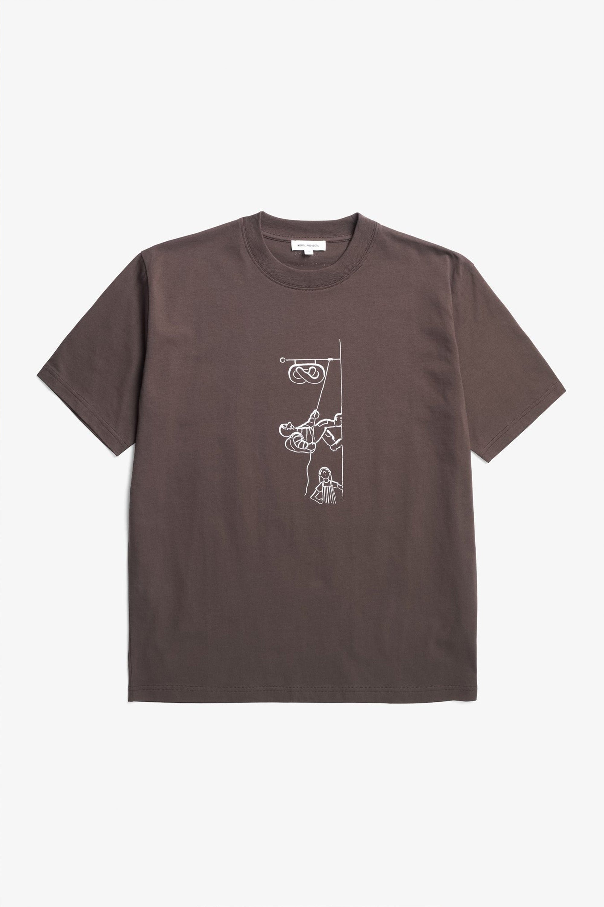 Norse x Daniel Frost Baker Ascent Print T-Shirt Seal Brown_3