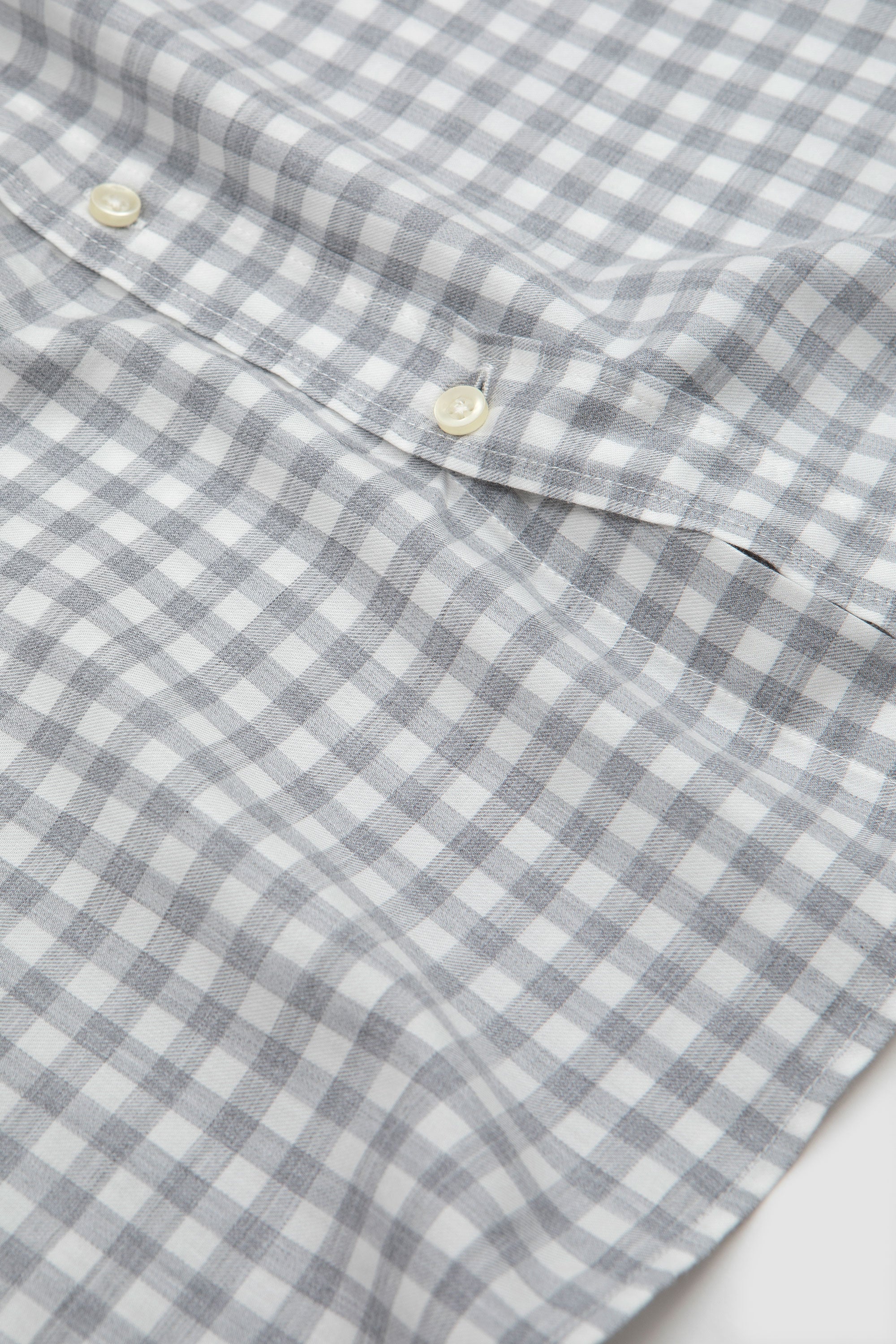 Arsen Brushed Cotton Shirt  Mini Check White/Light Grey
