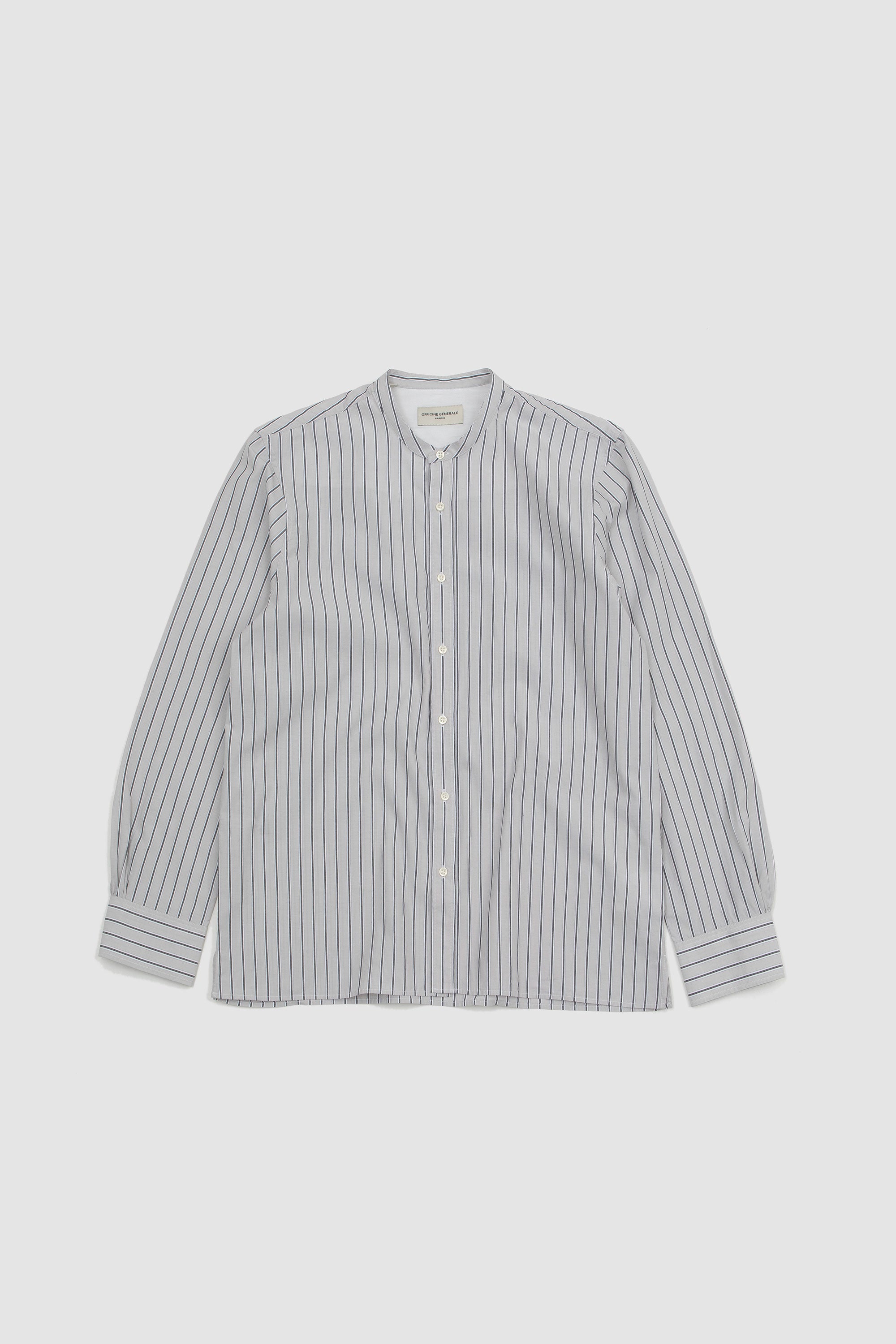 Gaston Jap. Cotton Shirt Light Grey/White/Black_1