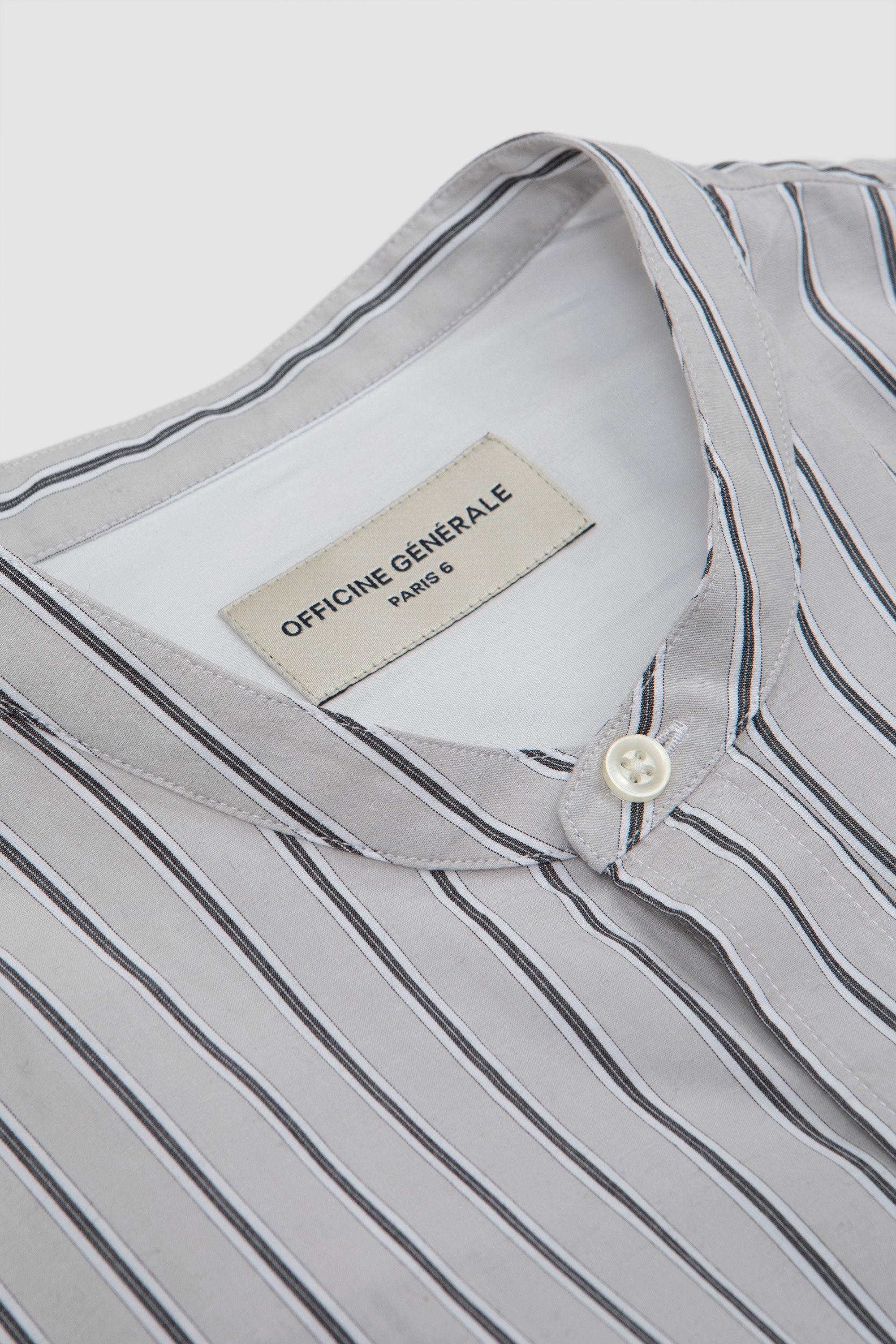 Gaston Jap. Cotton Shirt Light Grey/White/Black