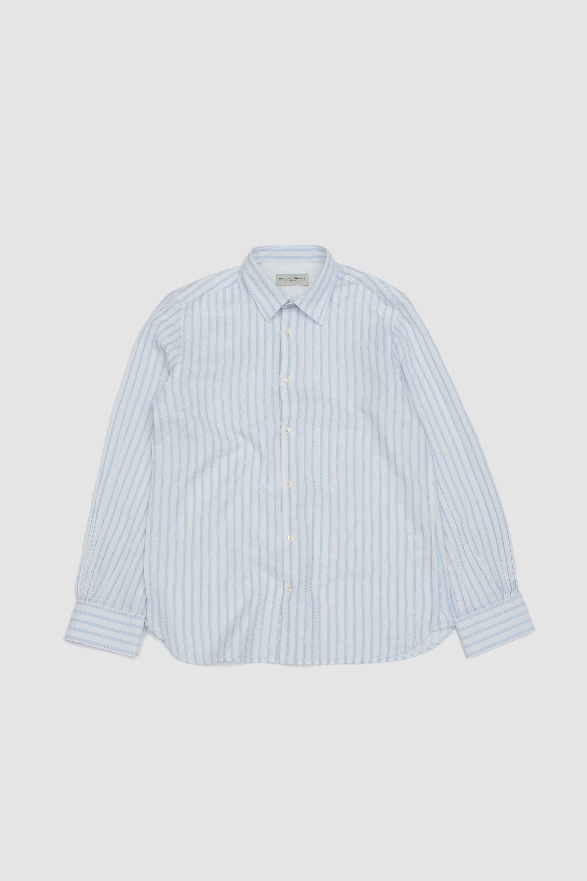 Giacomo Co. Texture Stripe Shirt White/ Dream Blue