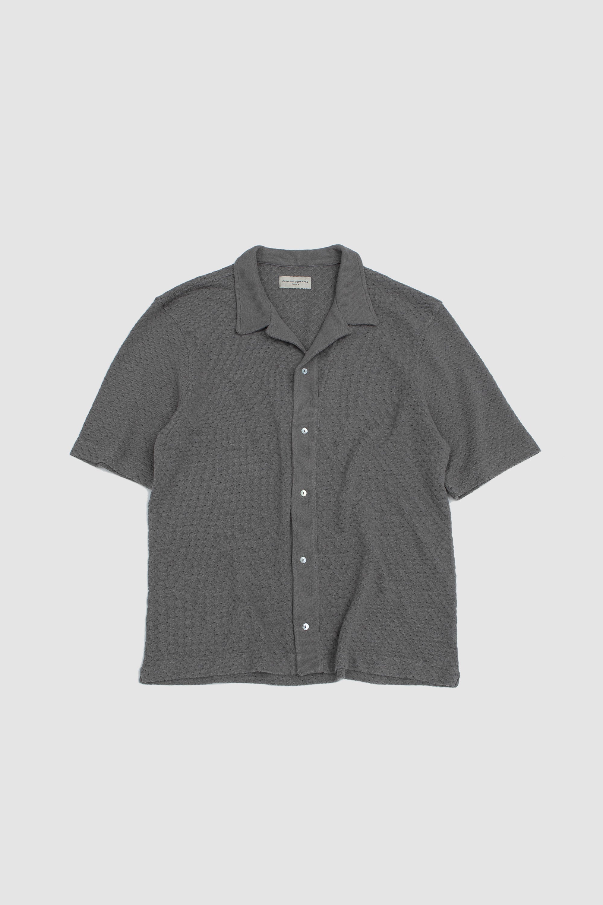 Kai SS Textured Cotton Polo Iron Grey