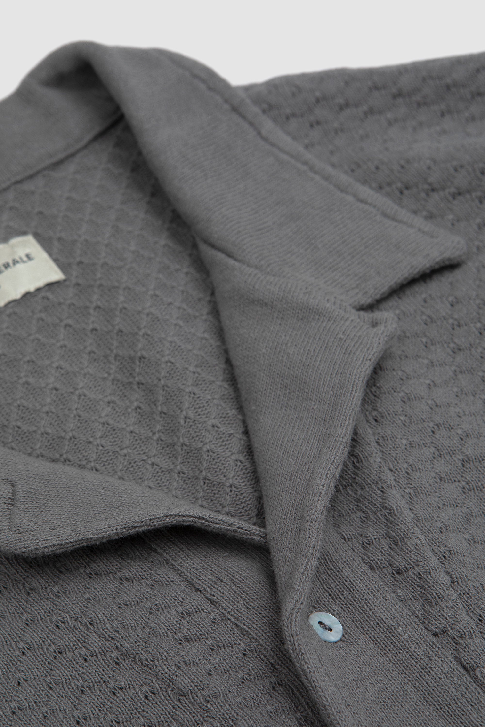 Kai SS Textured Cotton Polo Iron Grey