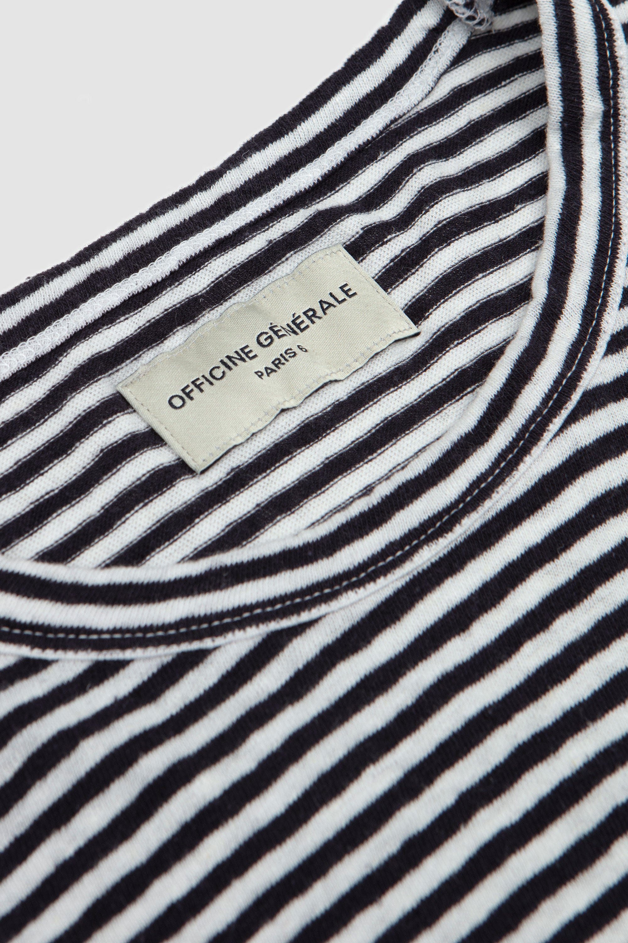 LS Mini Stripes Tee White/ Dark Navy