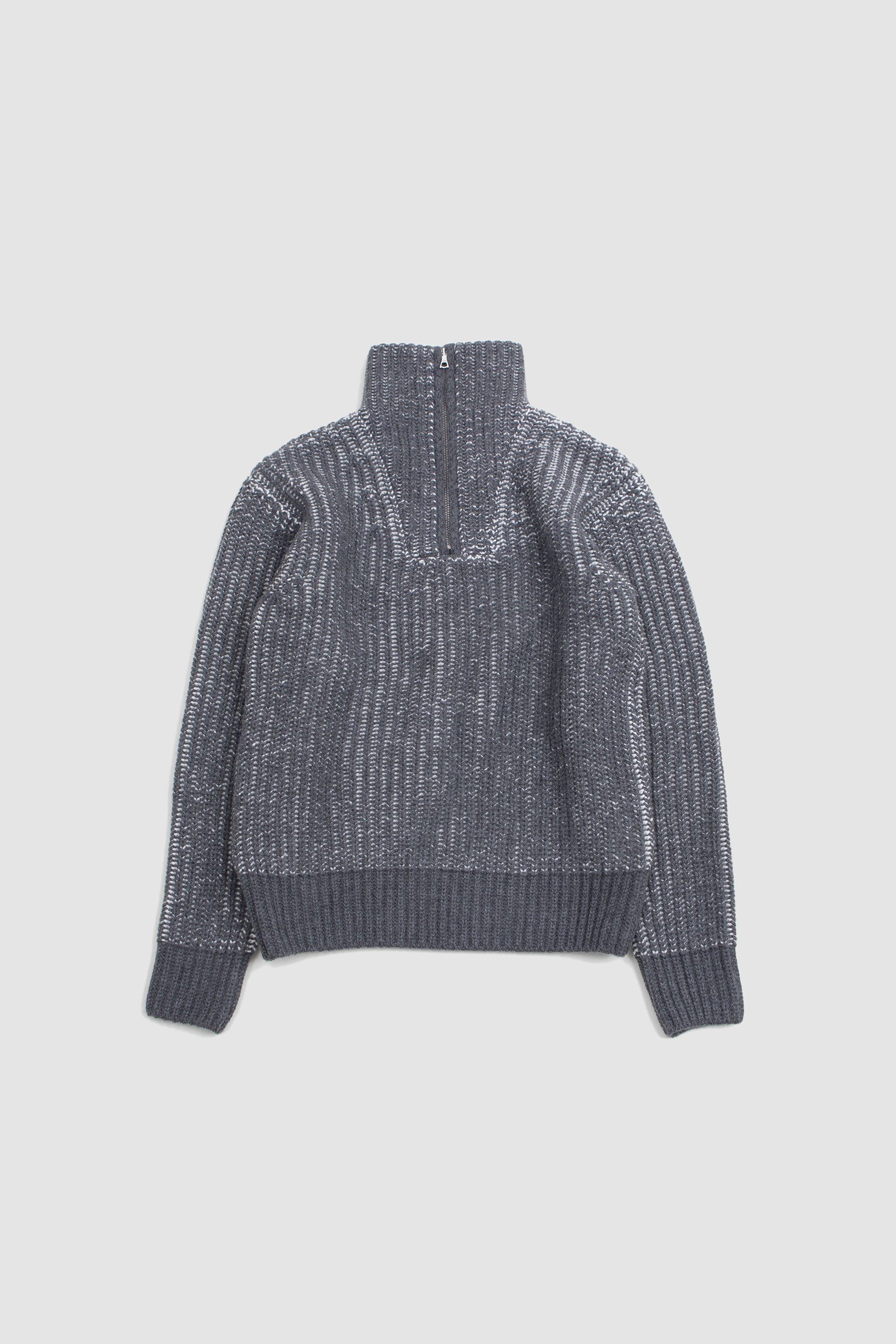 Tarek Mockneck Cotr. Rib Itl. Wool Grey/White