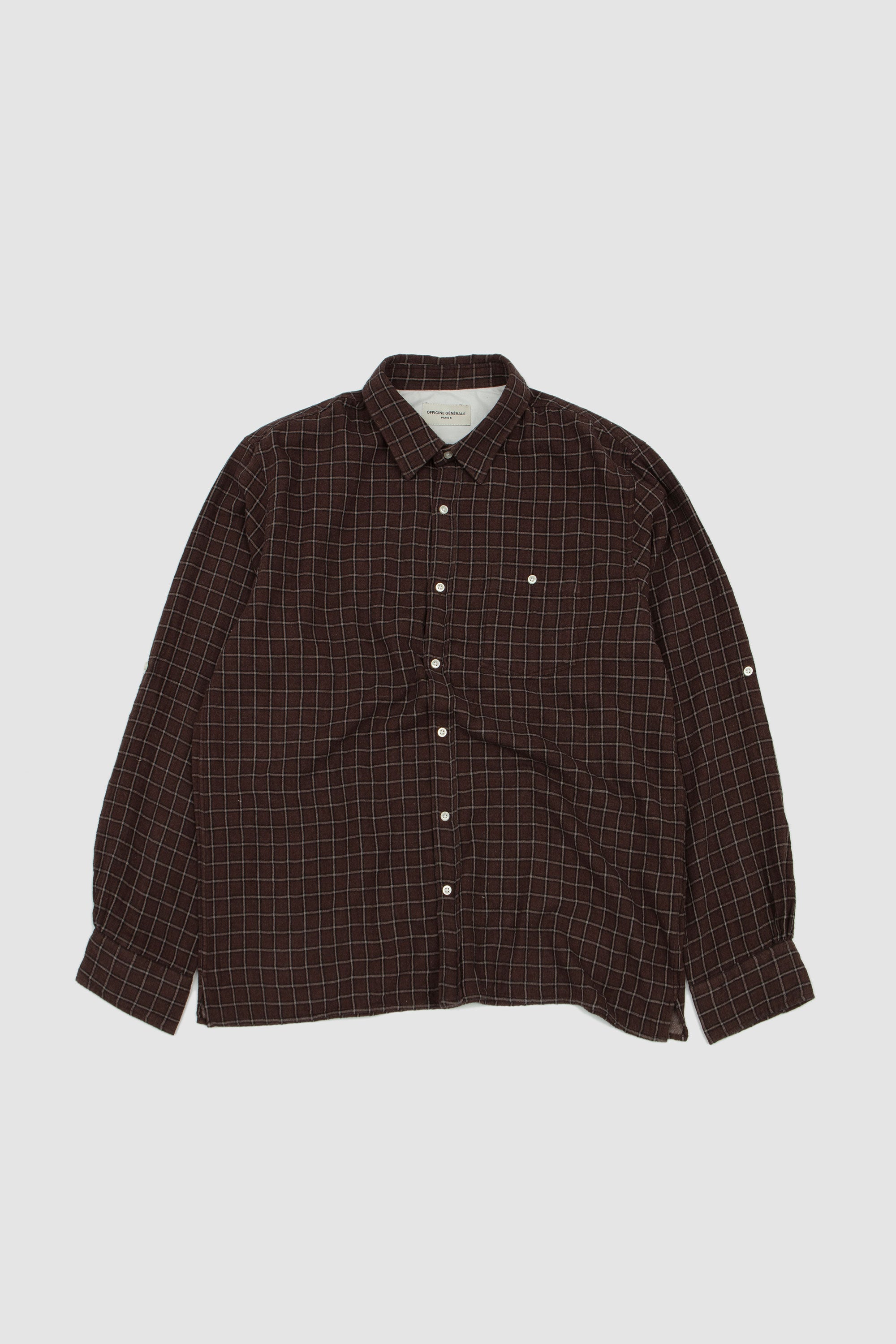 Younes Shirt Iced Coffee/ Dark Brown/ Ecru