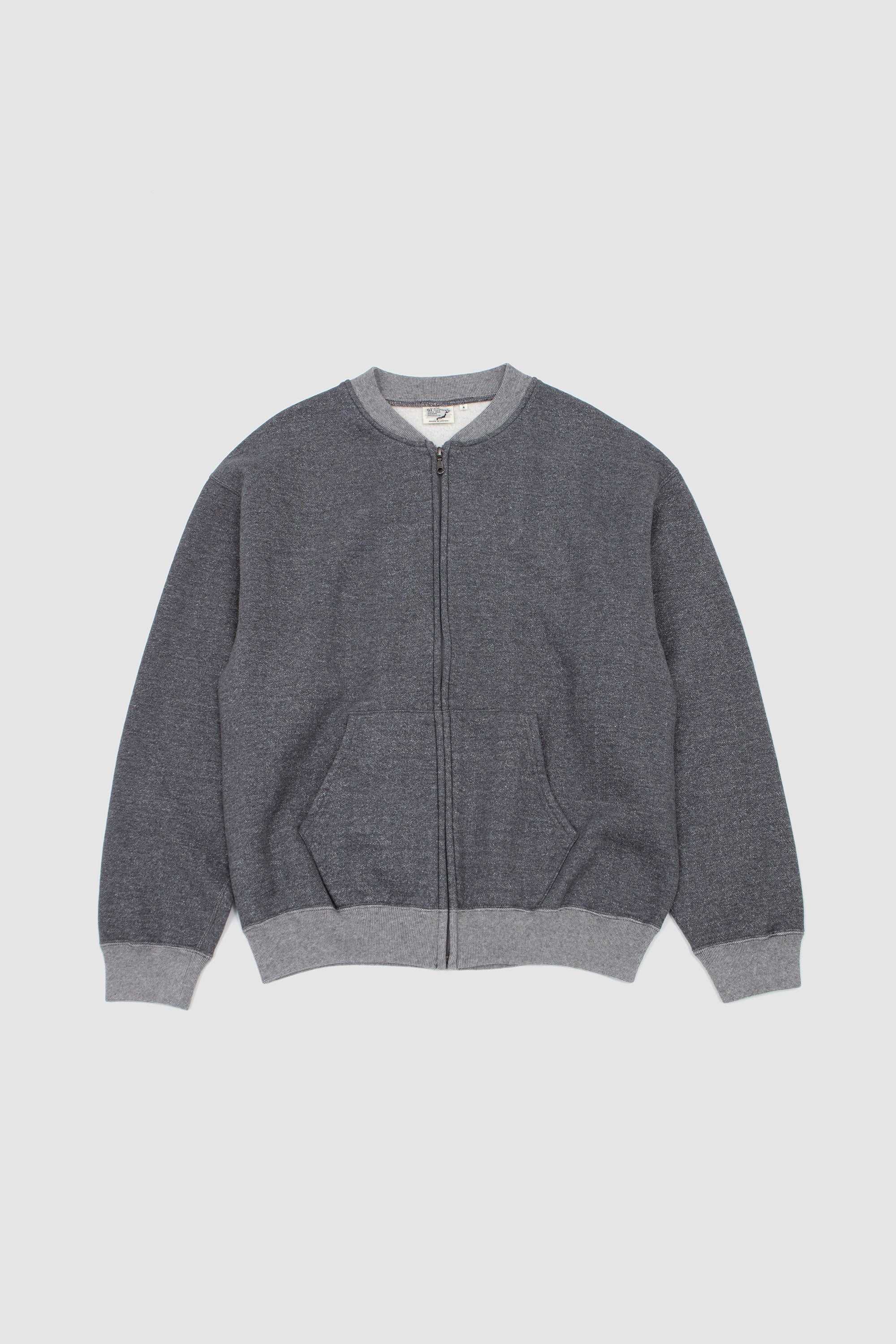 Front Zip Densely Knit Sweatshirt Charcoal Gray_1