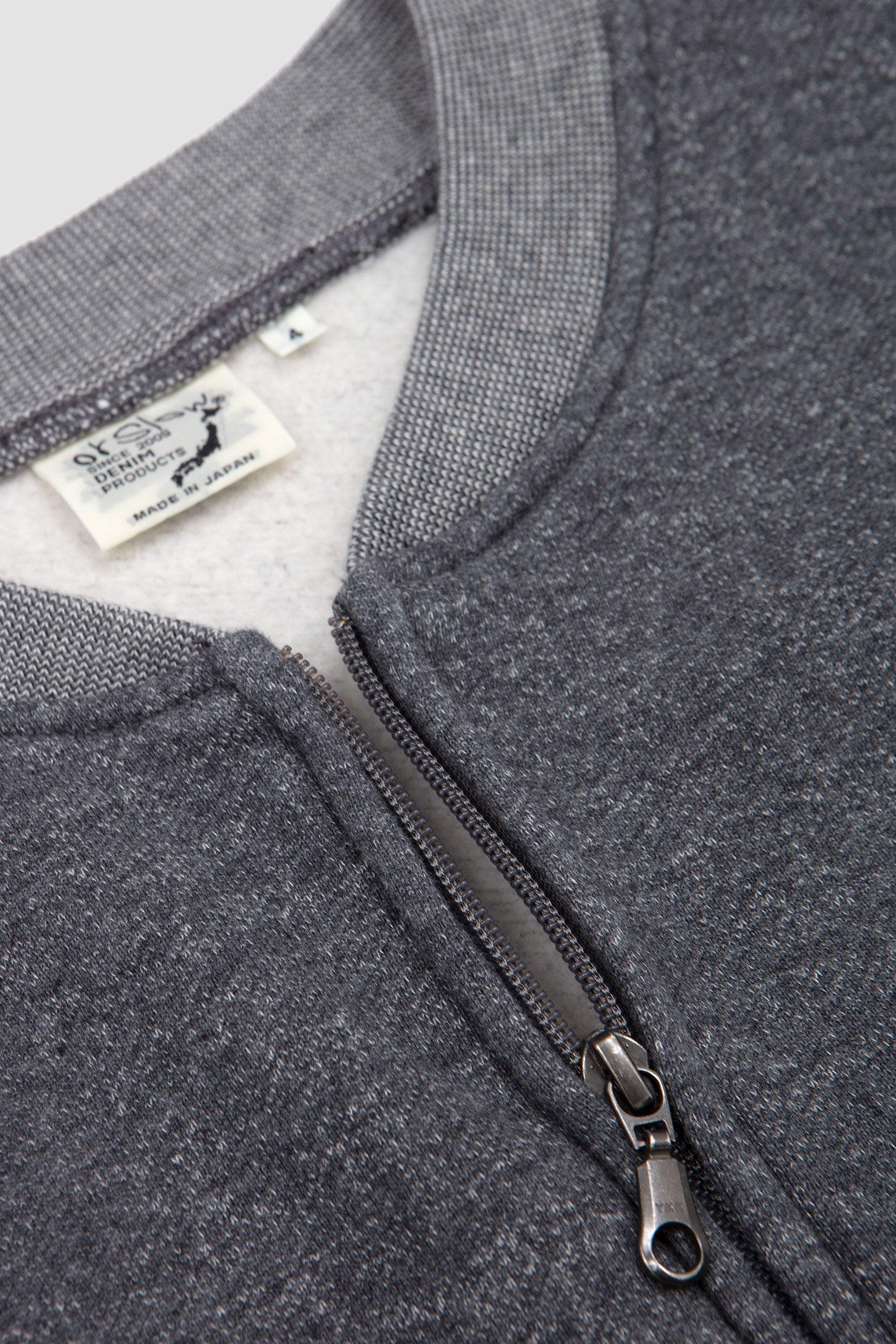 Front Zip Densely Knit Sweatshirt Charcoal Gray