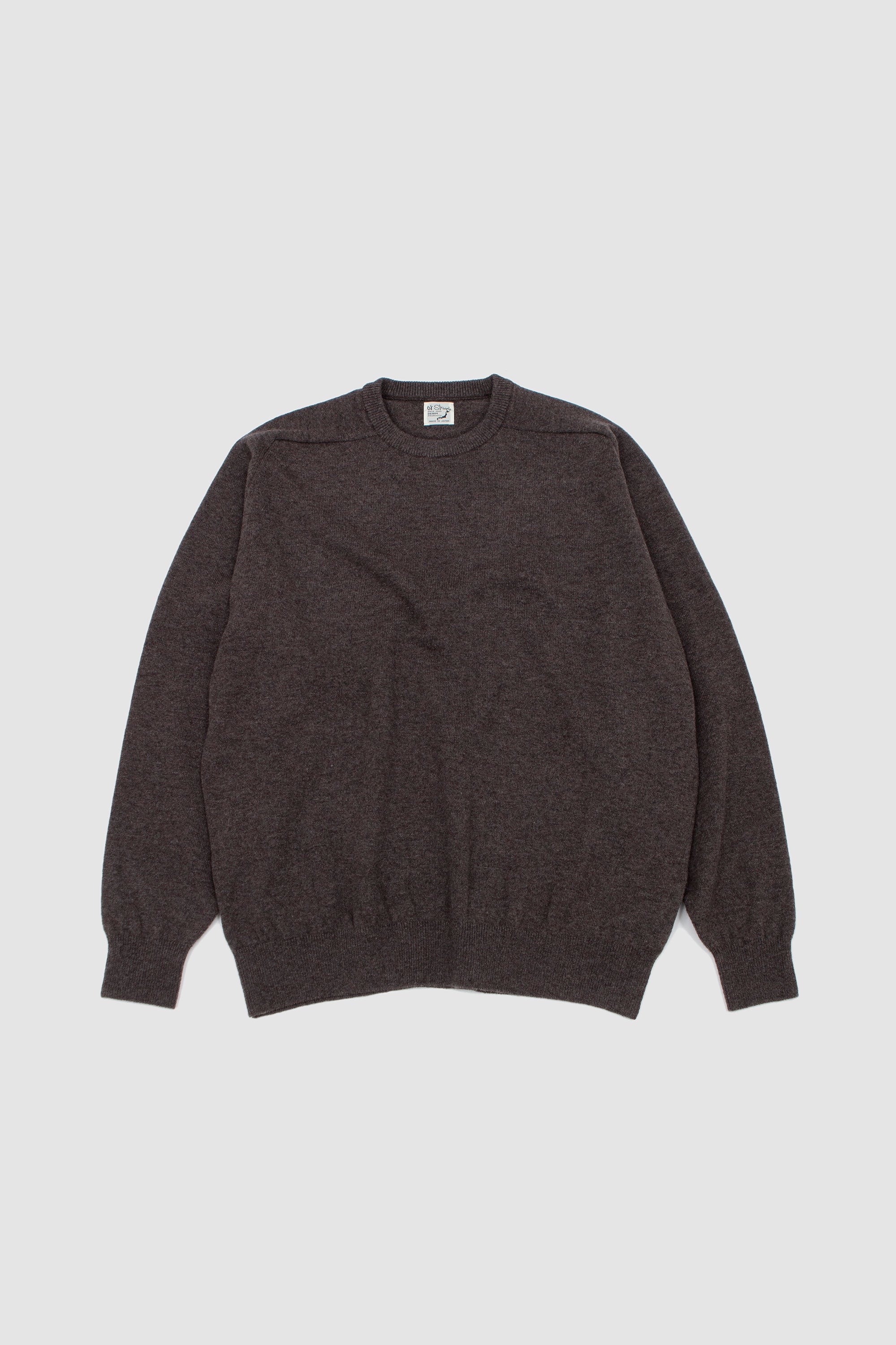 Simple Crew Neck Sweater Crafted in Japan Brown