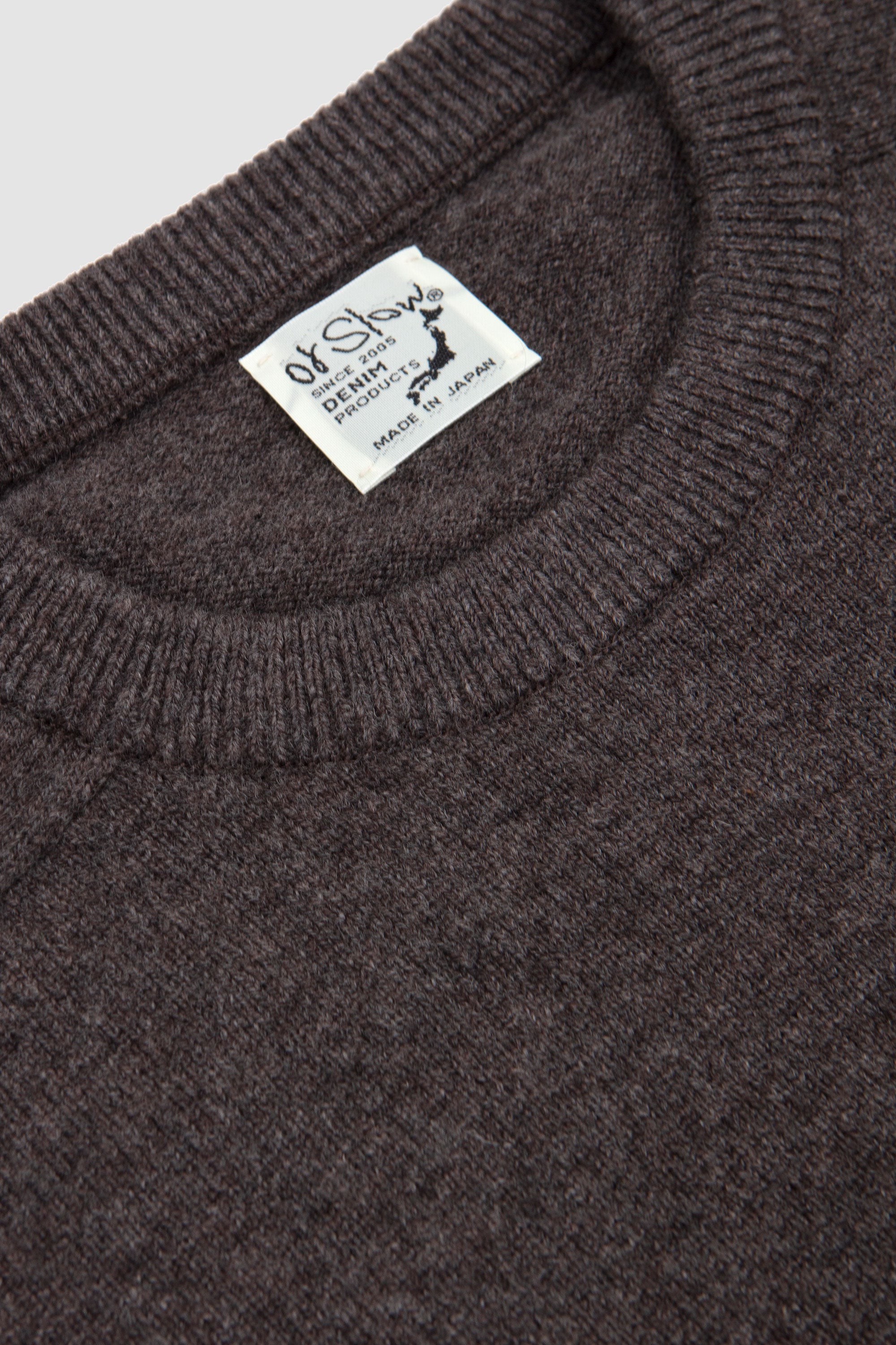 Simple Crew Neck Sweater Crafted in Japan Brown