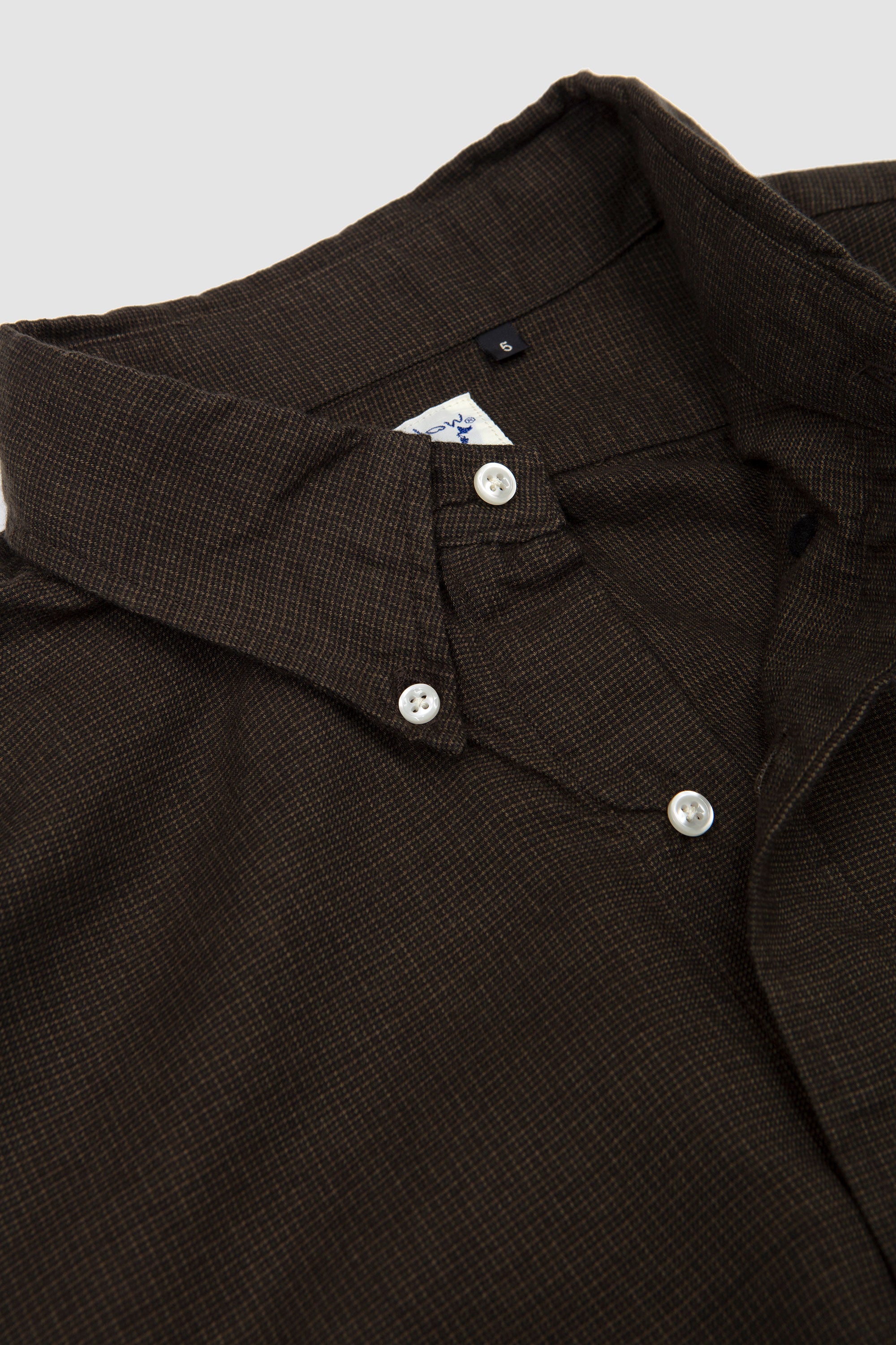 Standard Button Down Shirt Soft Subtly Brushed Mini Coffee Check_2
