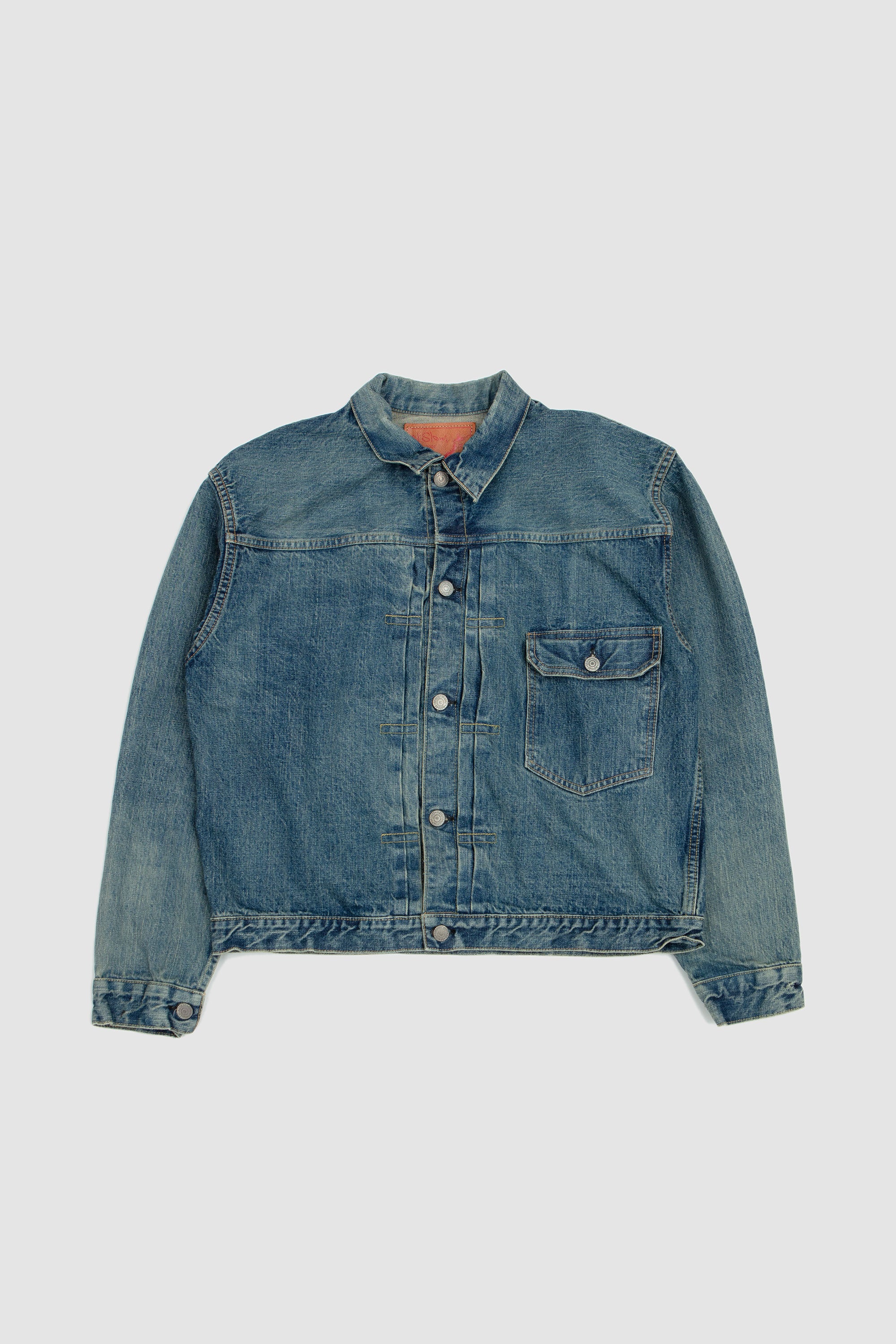 Type1 40's Pleated Front Blouse Denim Used Wash_1