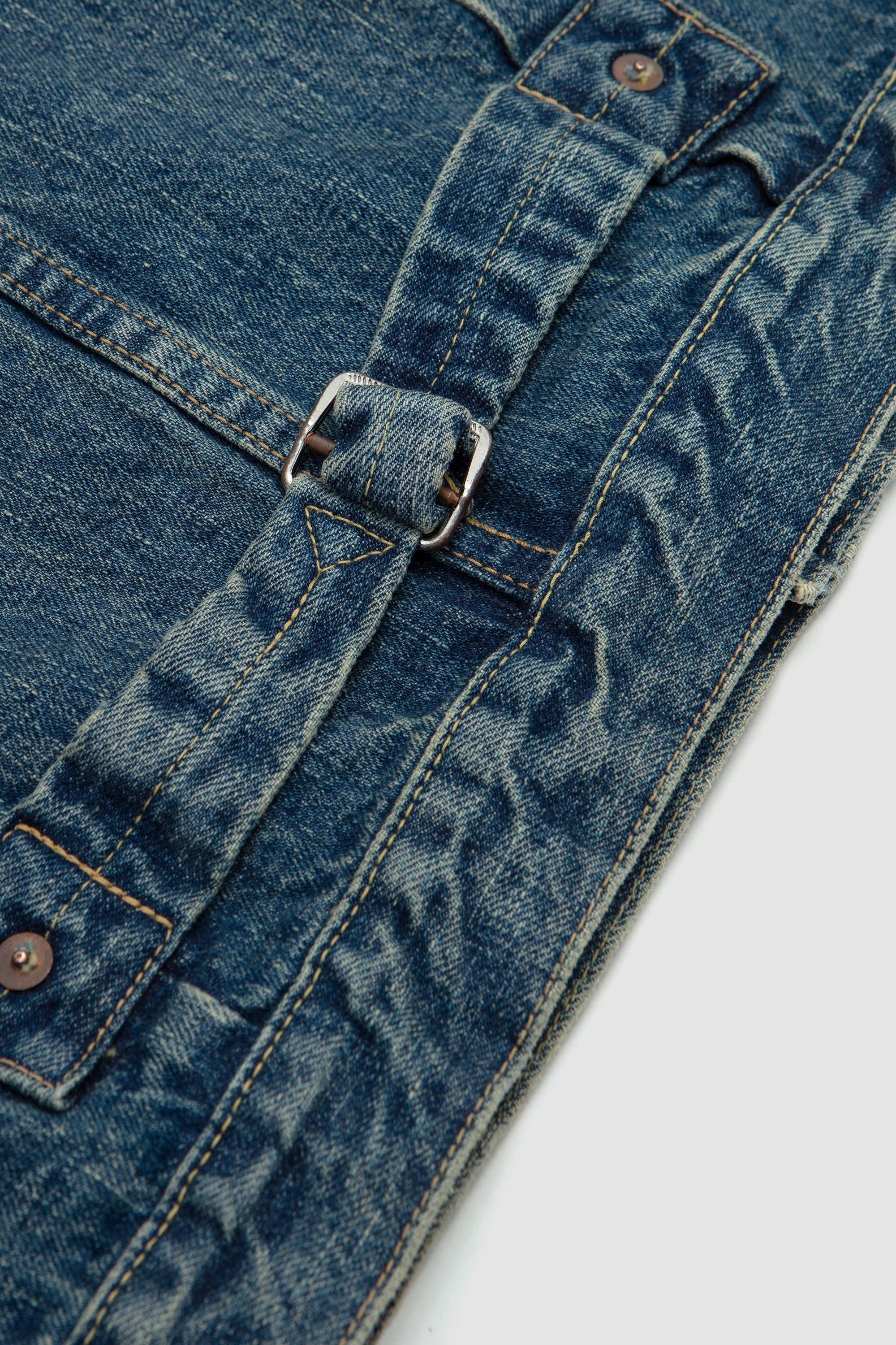 Type1 40's Pleated Front Blouse Denim Used Wash_4