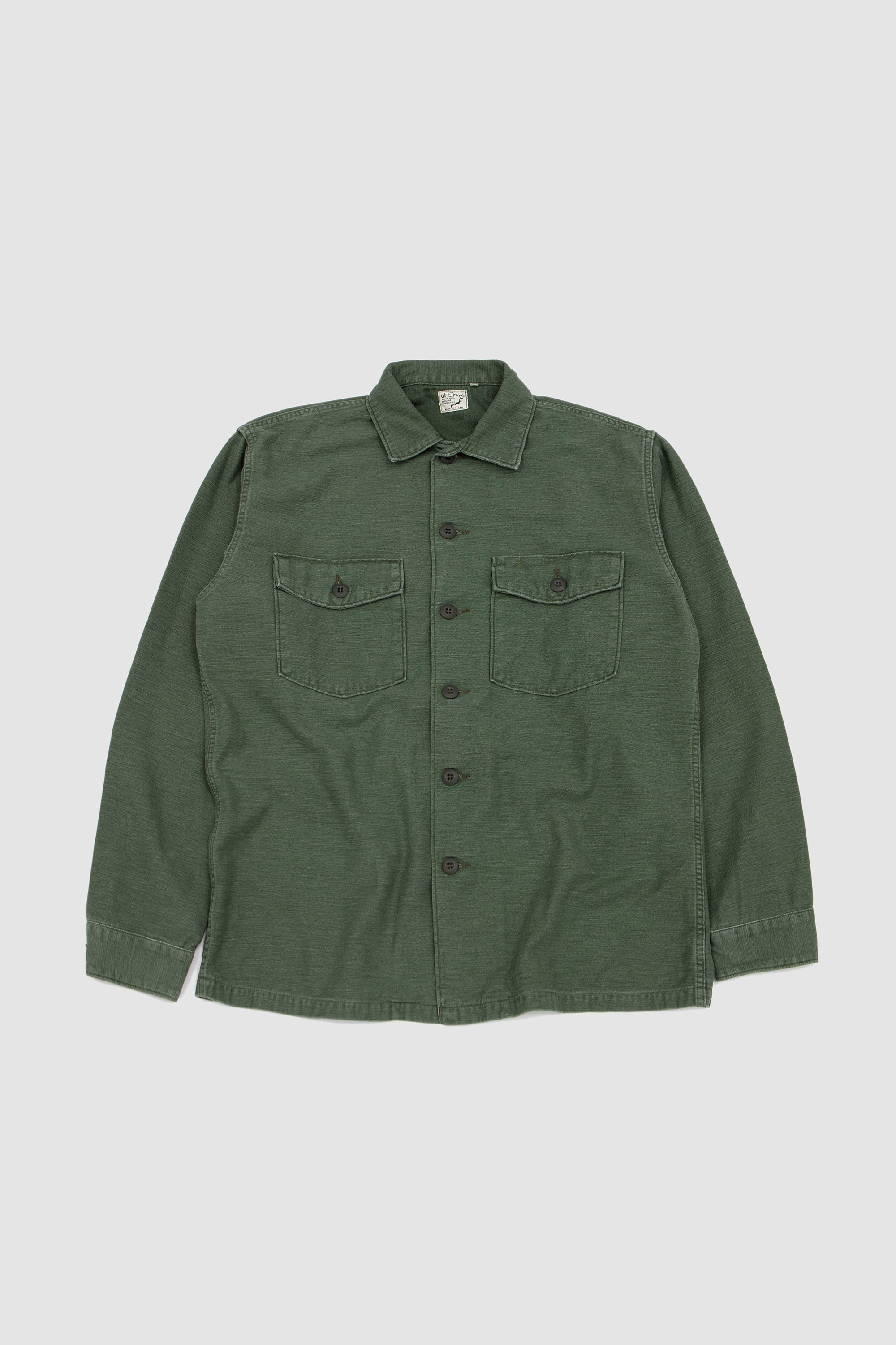 U.S. Army Fatigue Shirt Used Wash Green_1