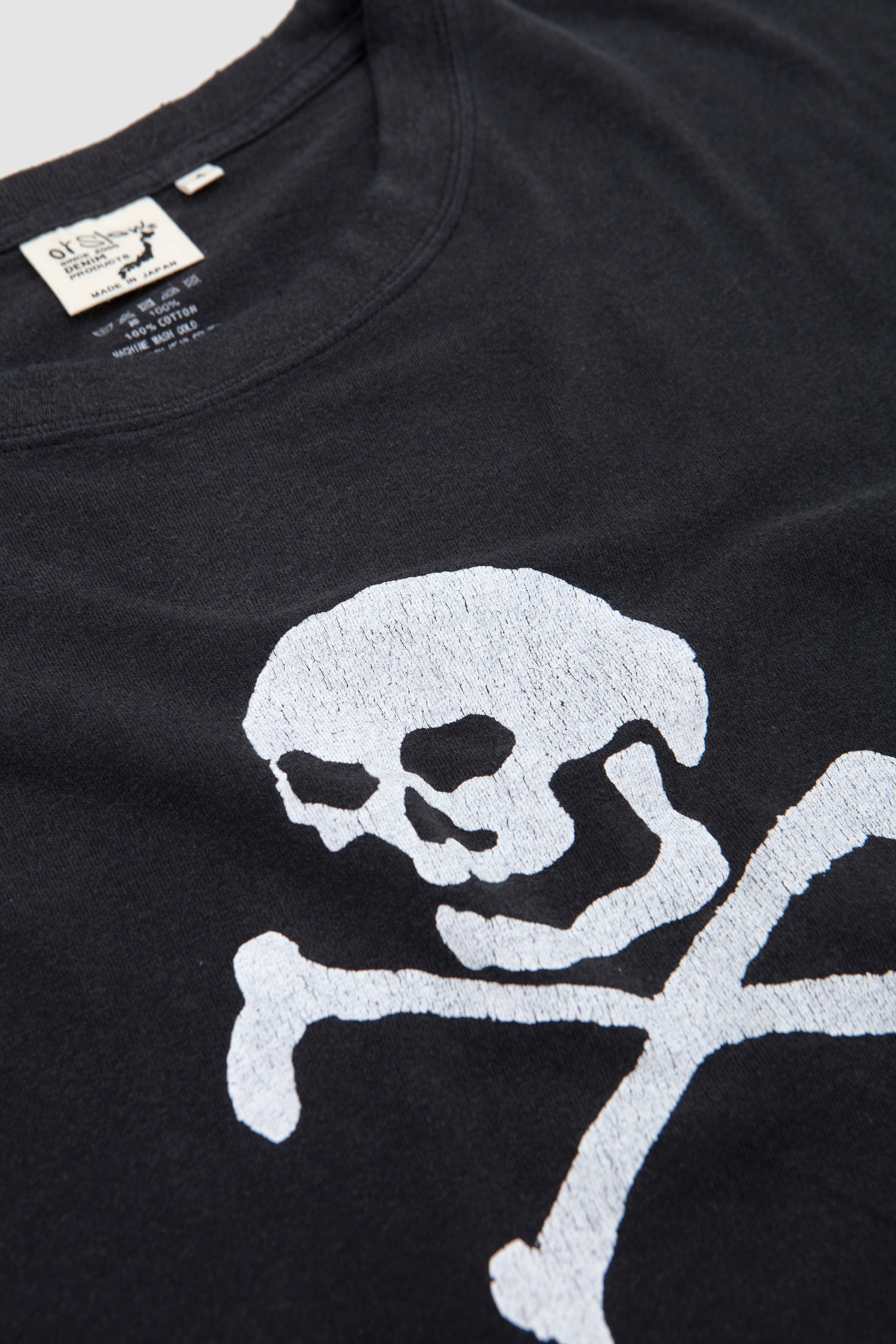 Vintage Fade Skull Print T-Shirt Black
